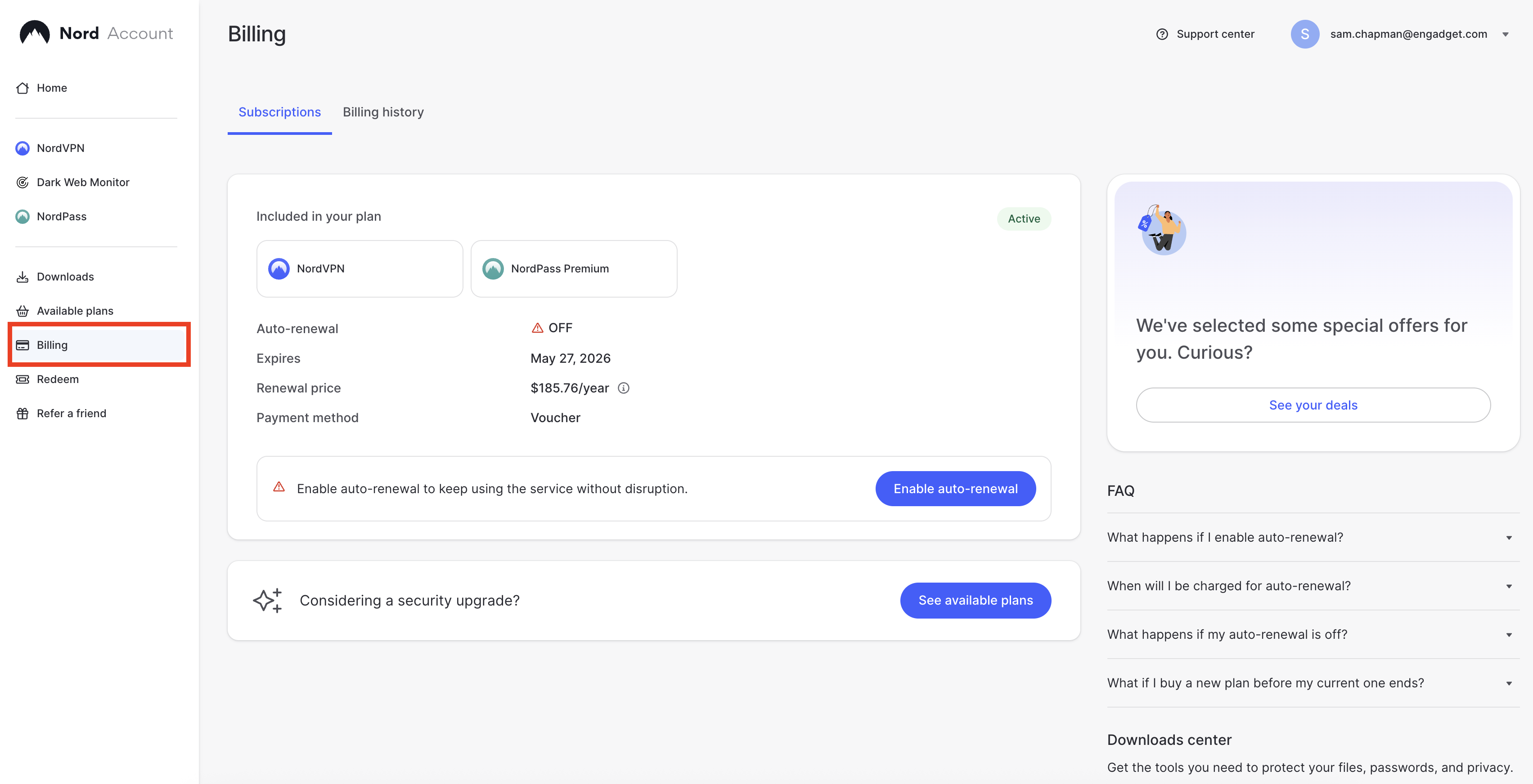 Cancel NordVPN auto-renew