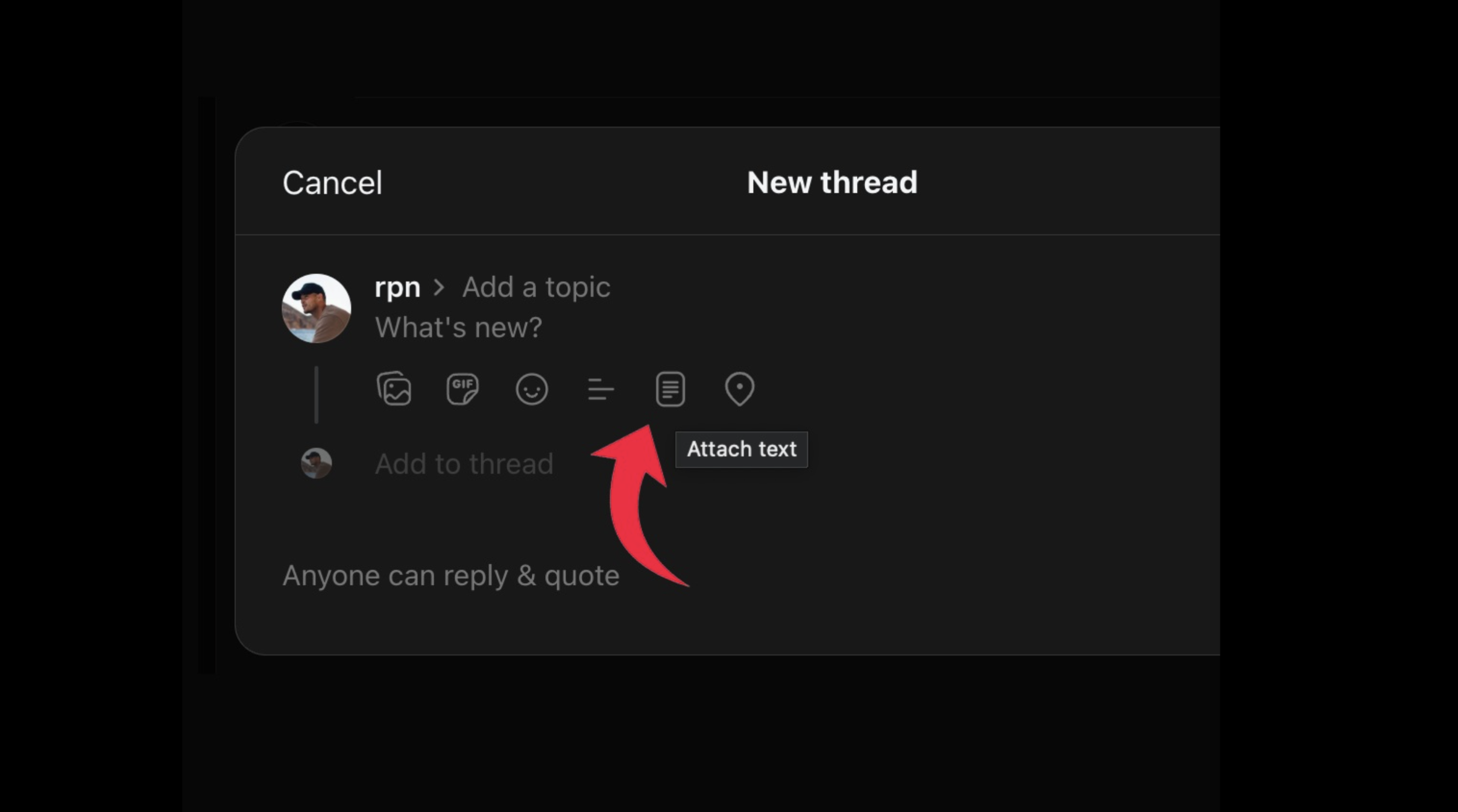 The text attachment feature.