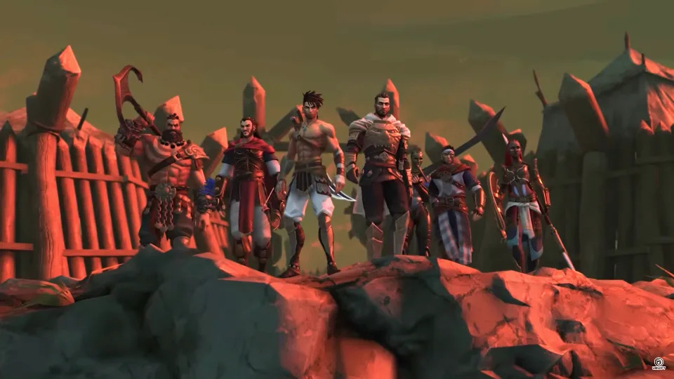 Gameplay image of the gang of protagonists in Prince of Persia: The Lost Crown.