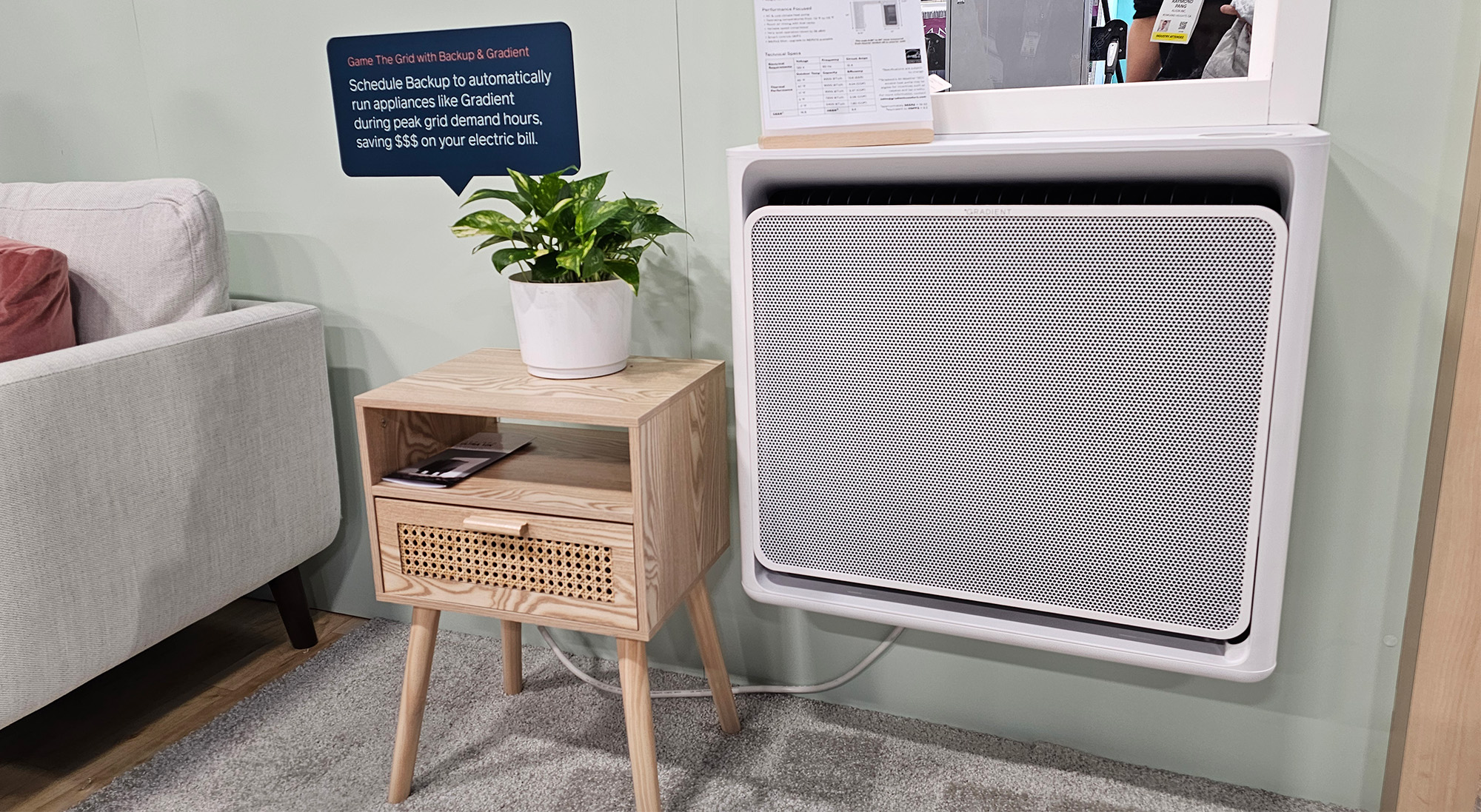 The Gradient all-weather window heat pump is displayed at CES