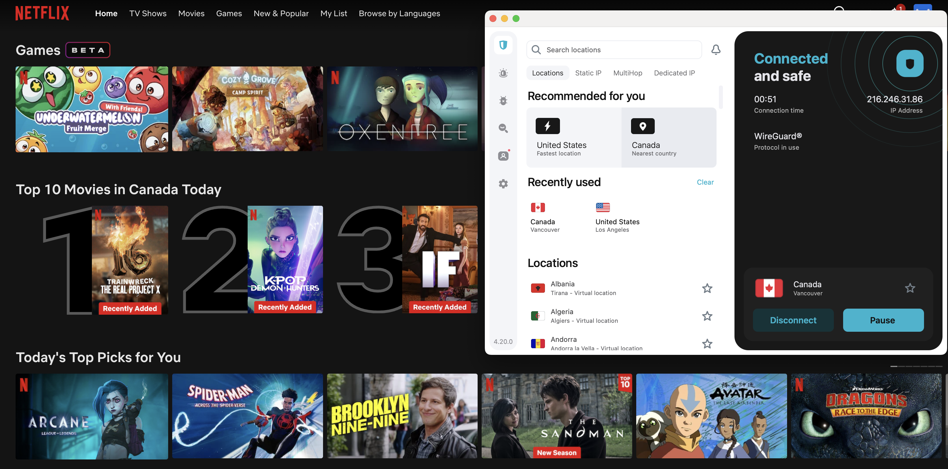 Surfshark Netflix test