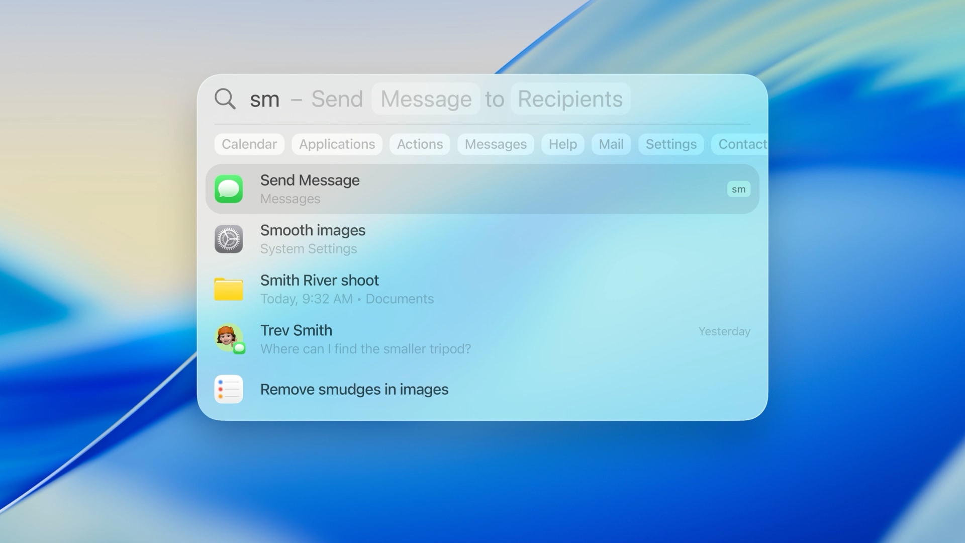 macOS Tahoe 26 Spotlight quick keys