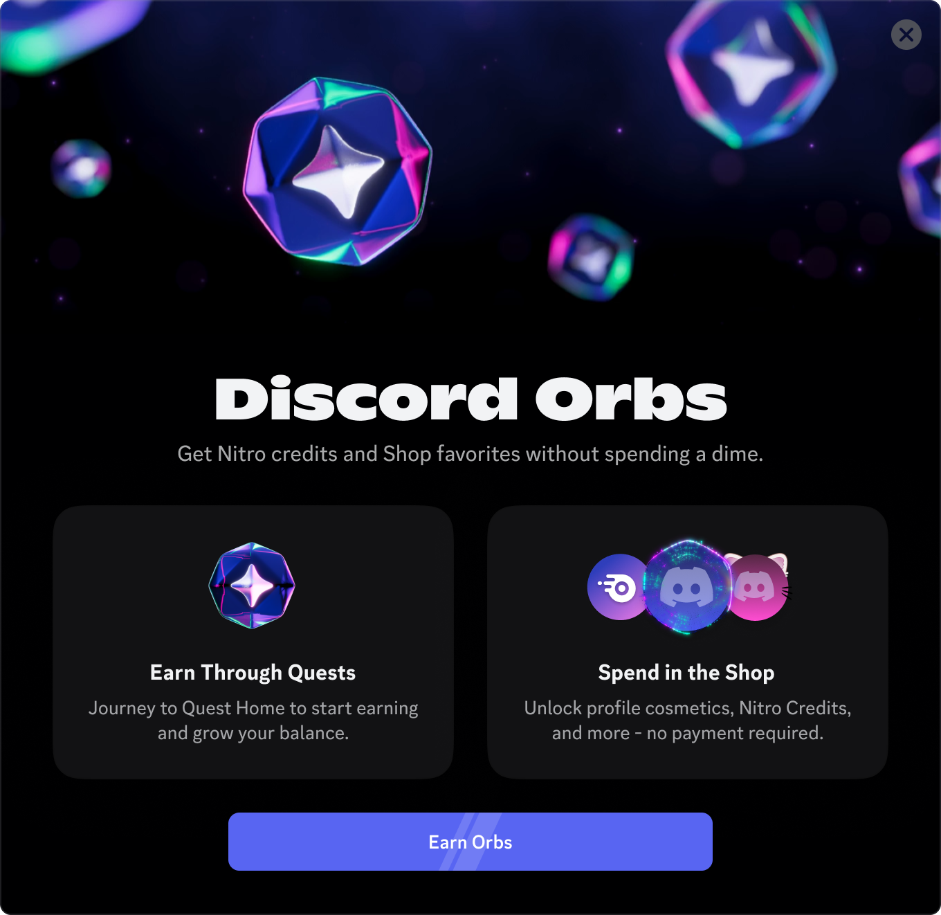 An overview explaining how Discord's Orbs currency works.