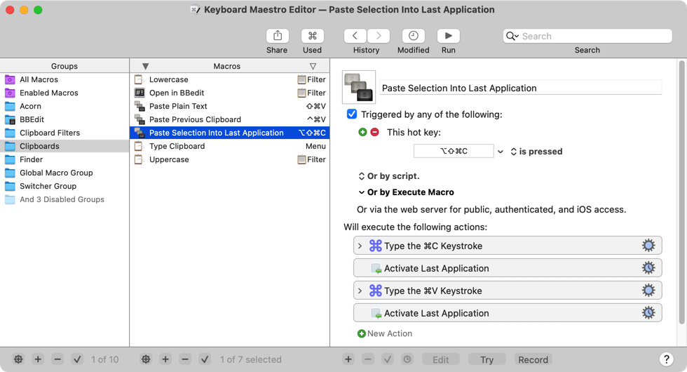 Keyboard Maestro screenshot