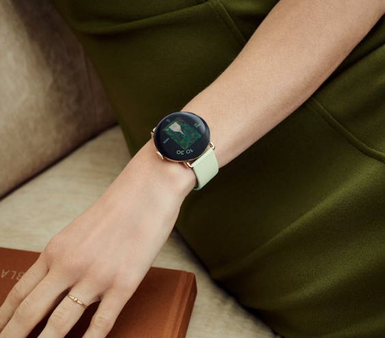 A watch on a wrist.