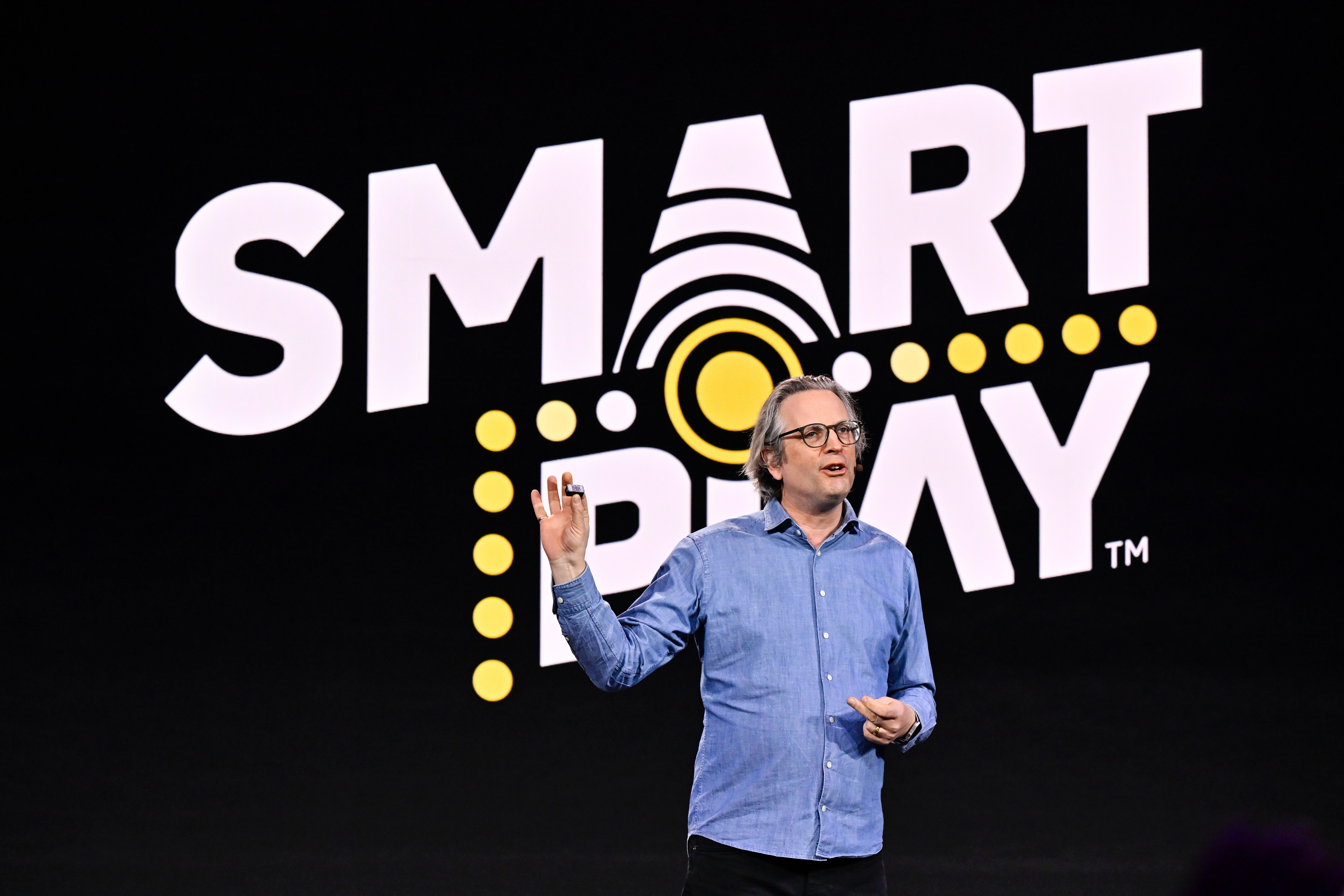 Lego's Tom Donaldson demoing Smart Play at CES.