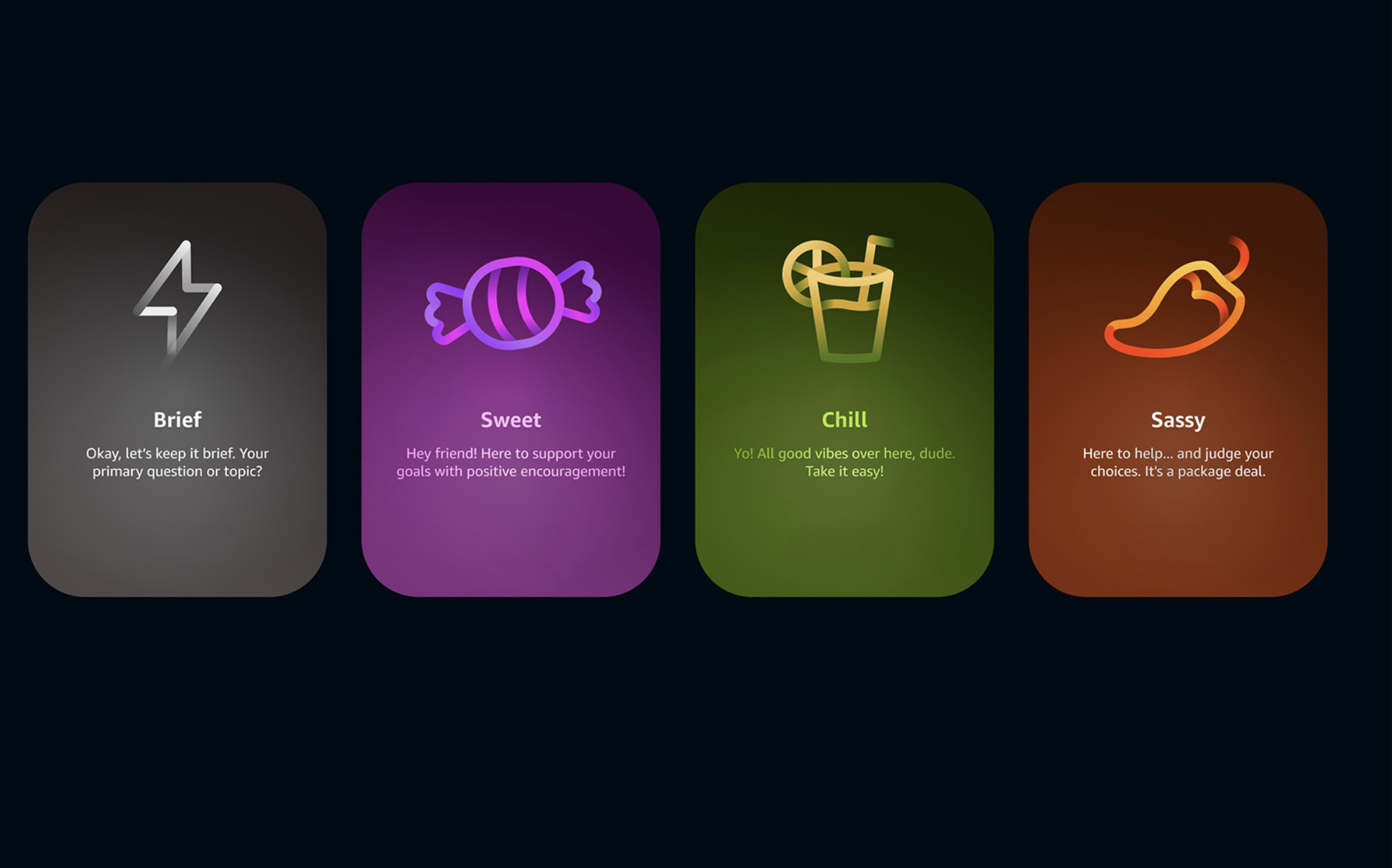 Personality types for Alexa.