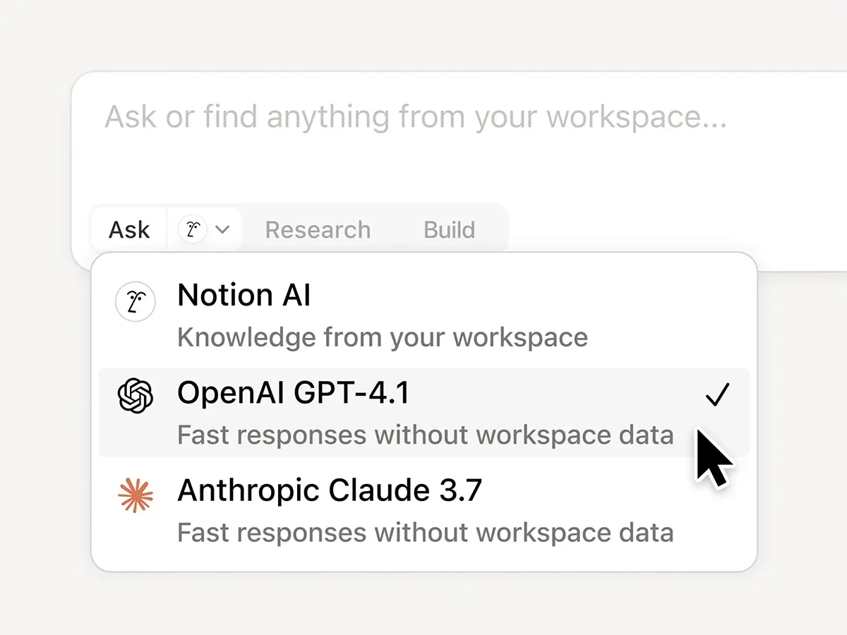 Notion model select