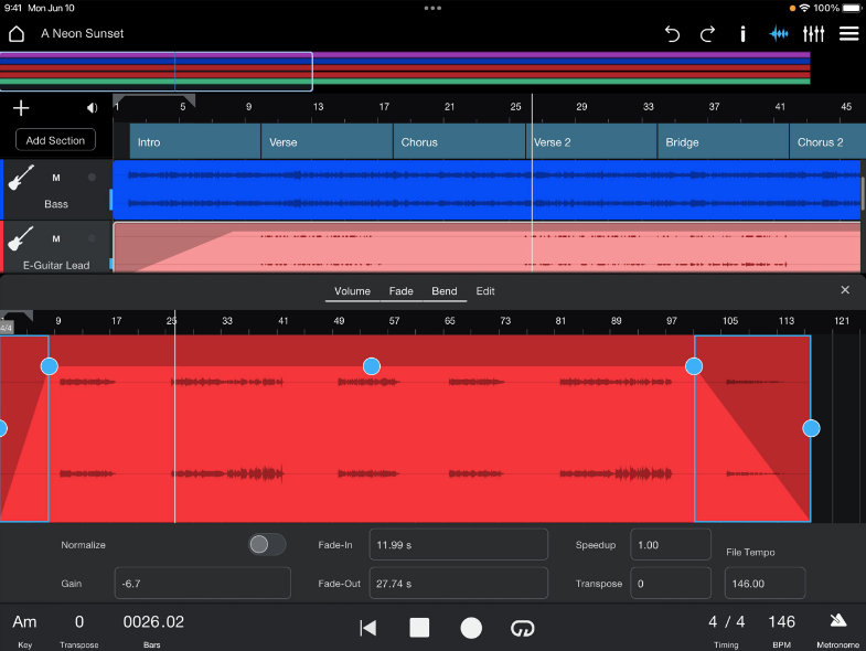 The app running on a tablet.