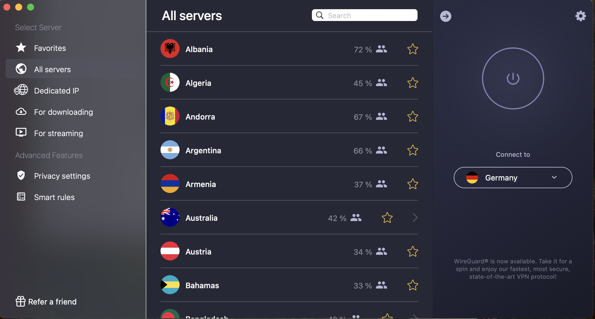 CyberGhost's VPN client for macOS Sequoia.