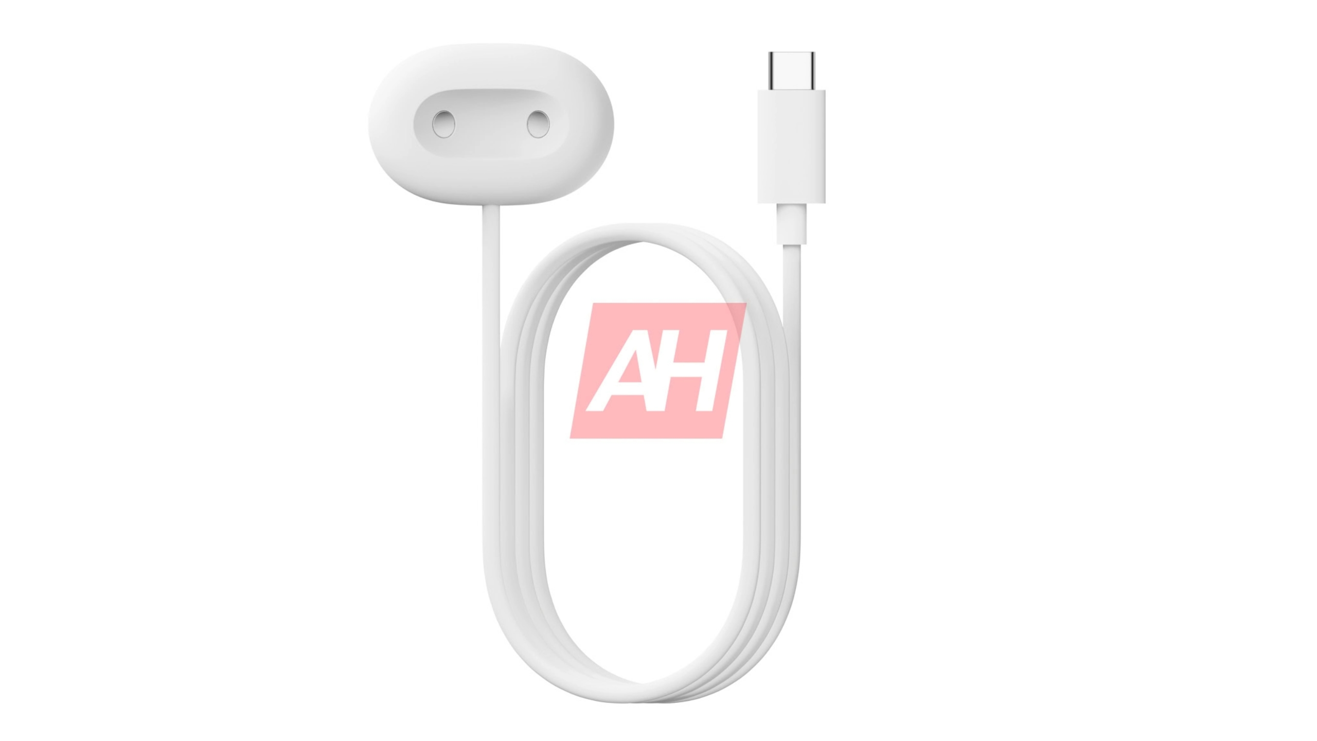 A render of a Pixel Watch 4 charging stand with a USB-C connector on one side and the stand on the other.