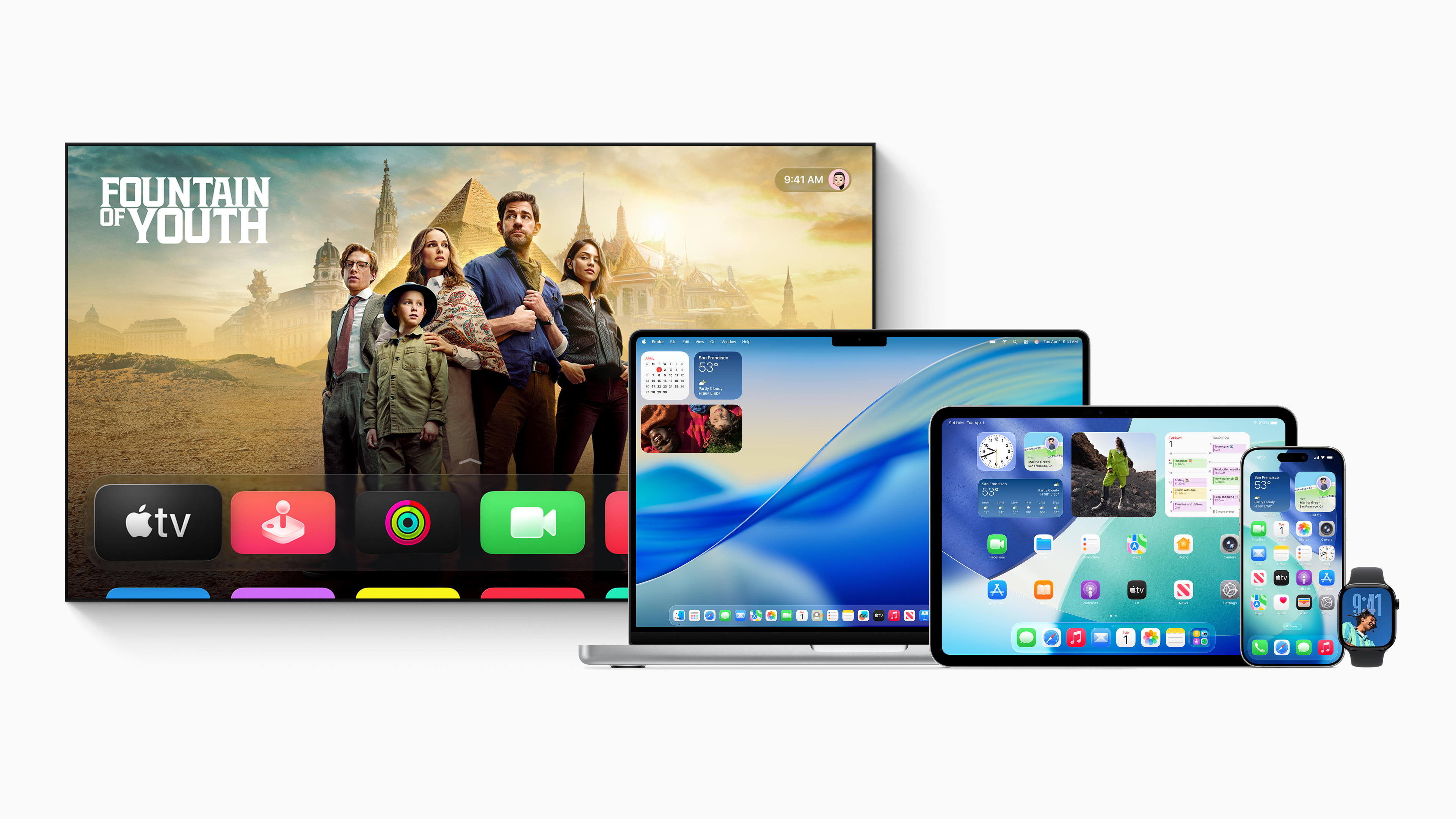 Apple's updated liquid glass design across devices.
