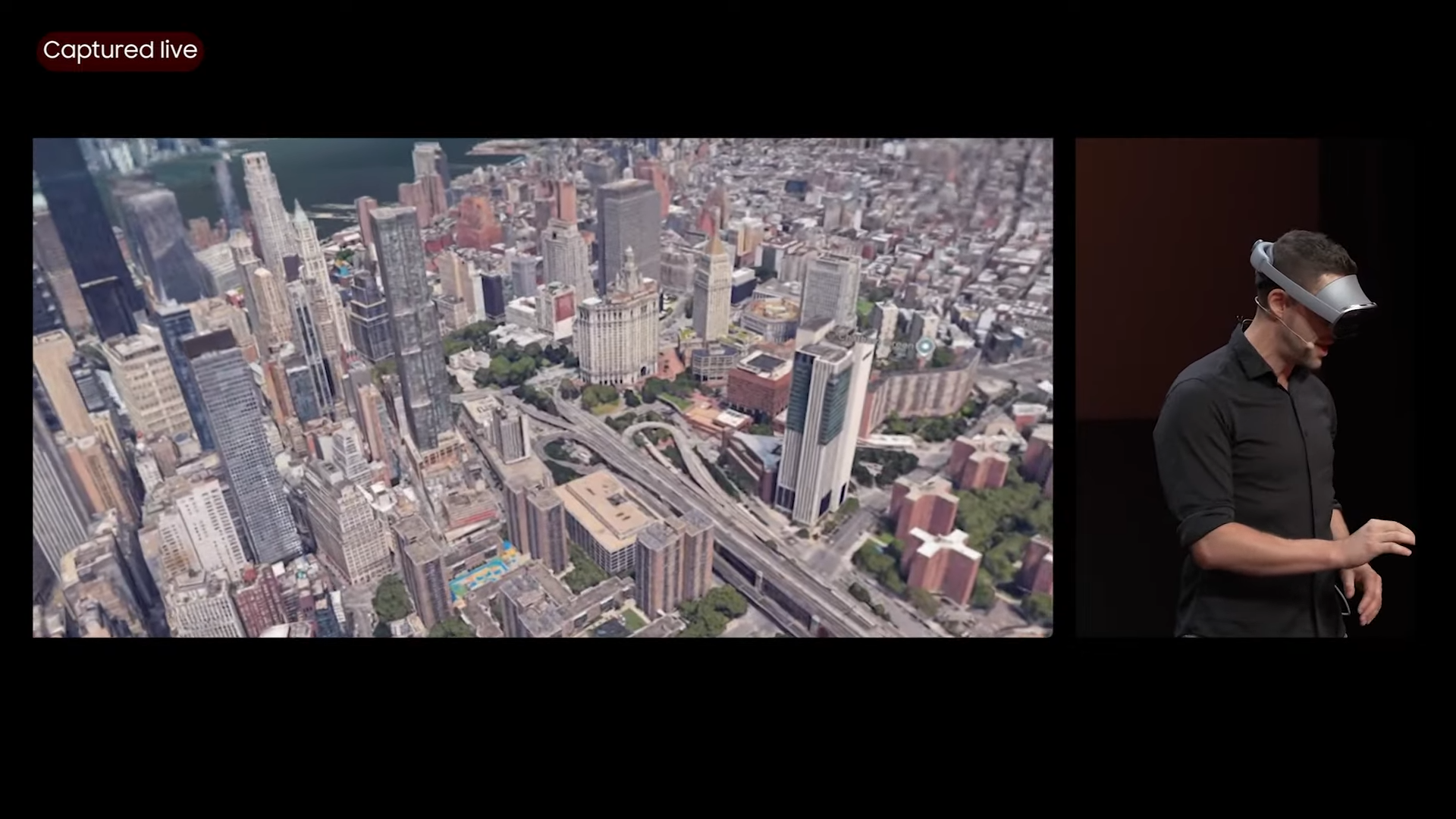 The Immersive View feature of Google Maps lets Galaxy XR users zoom across cityscapes.