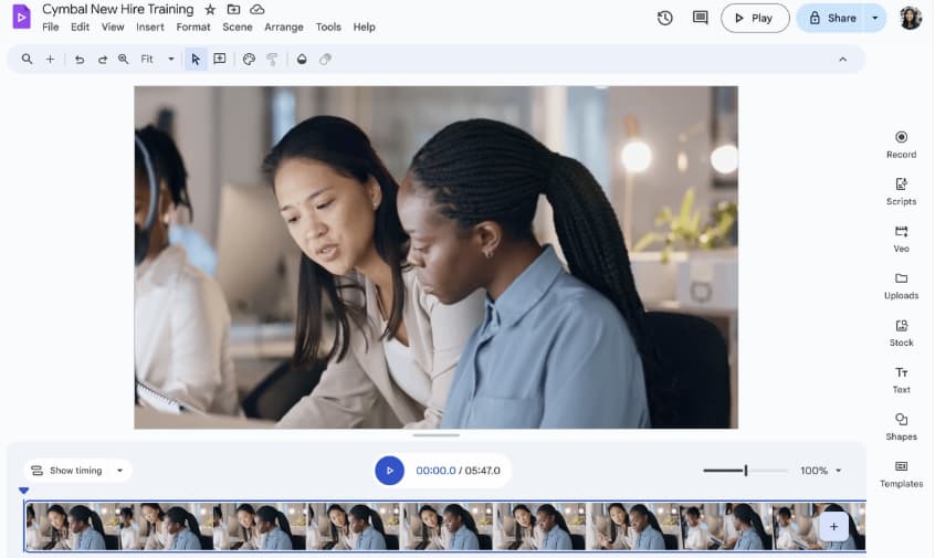 Google Vids on the web