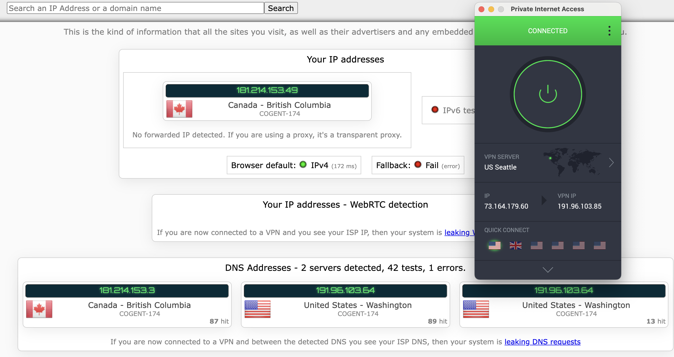 PIA location switch test