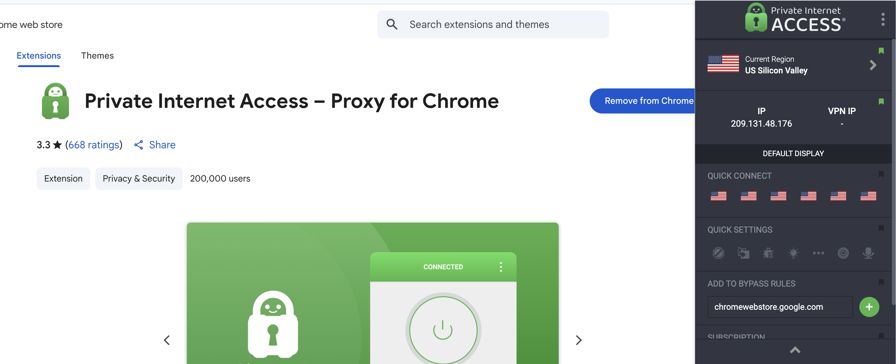 PIA Chrome extension