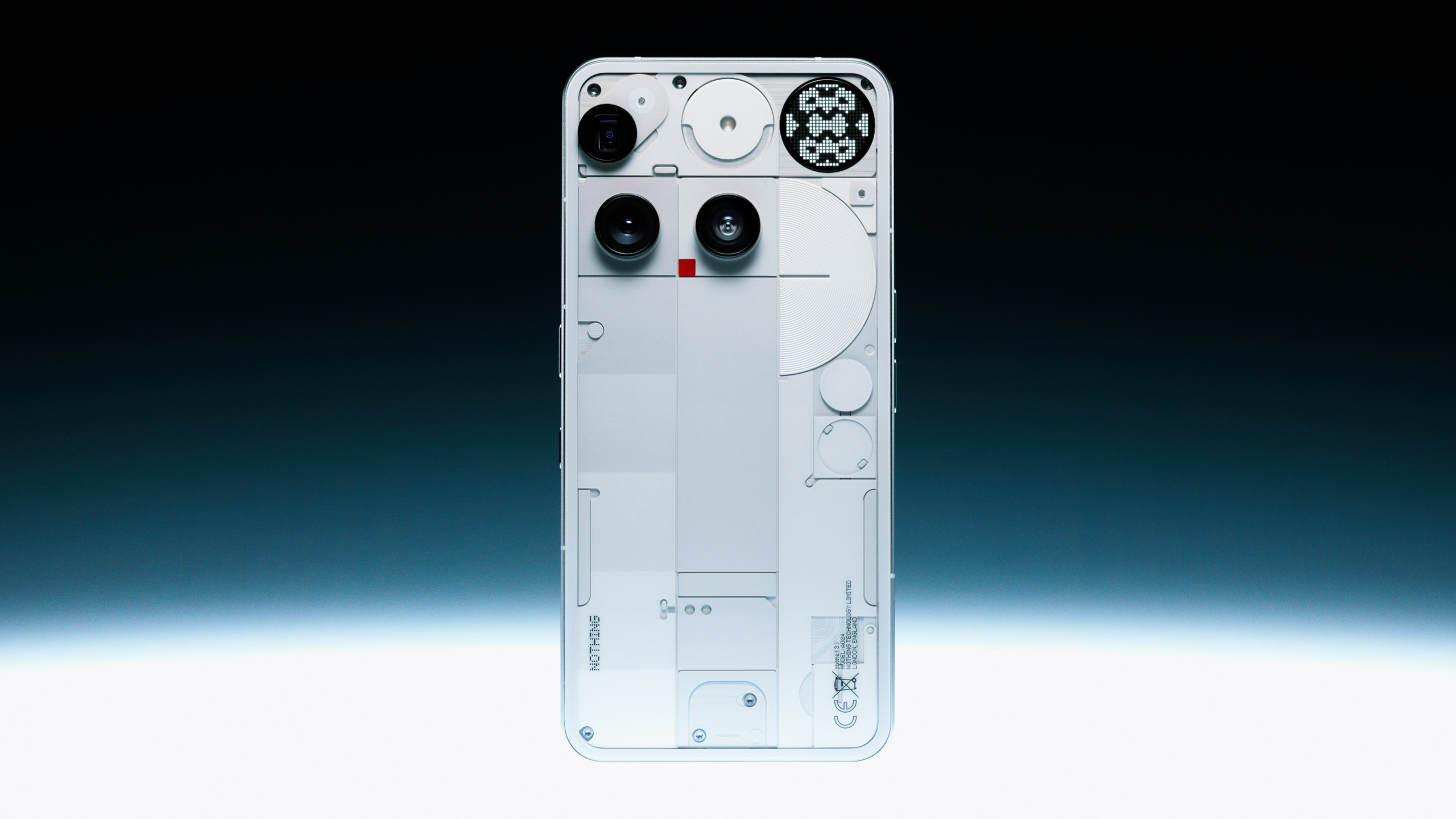 A closeup of the Nothing 3's Glyph Matrix micro-LED display