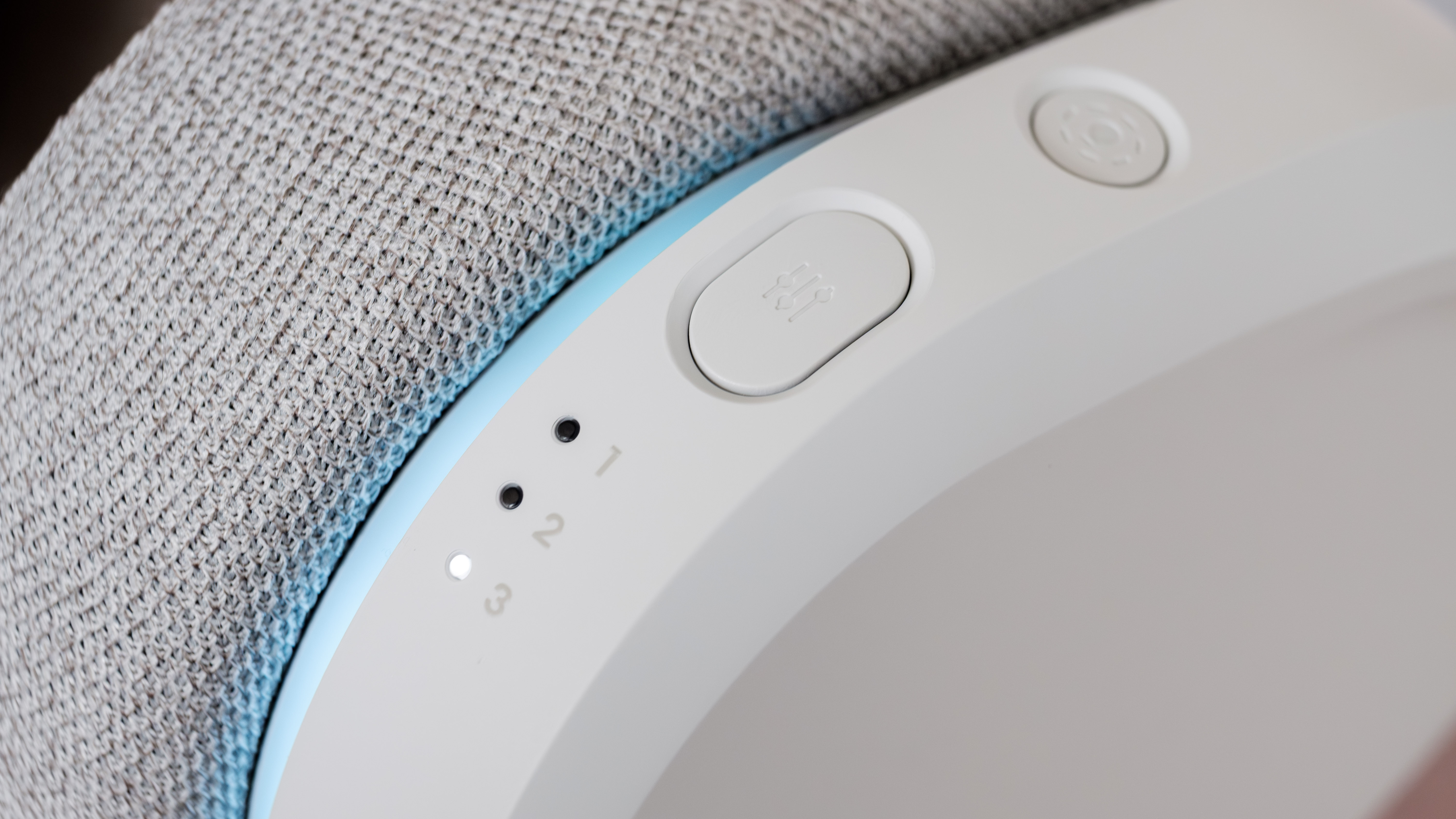 A closeup of the Fractal Scape's EQ button