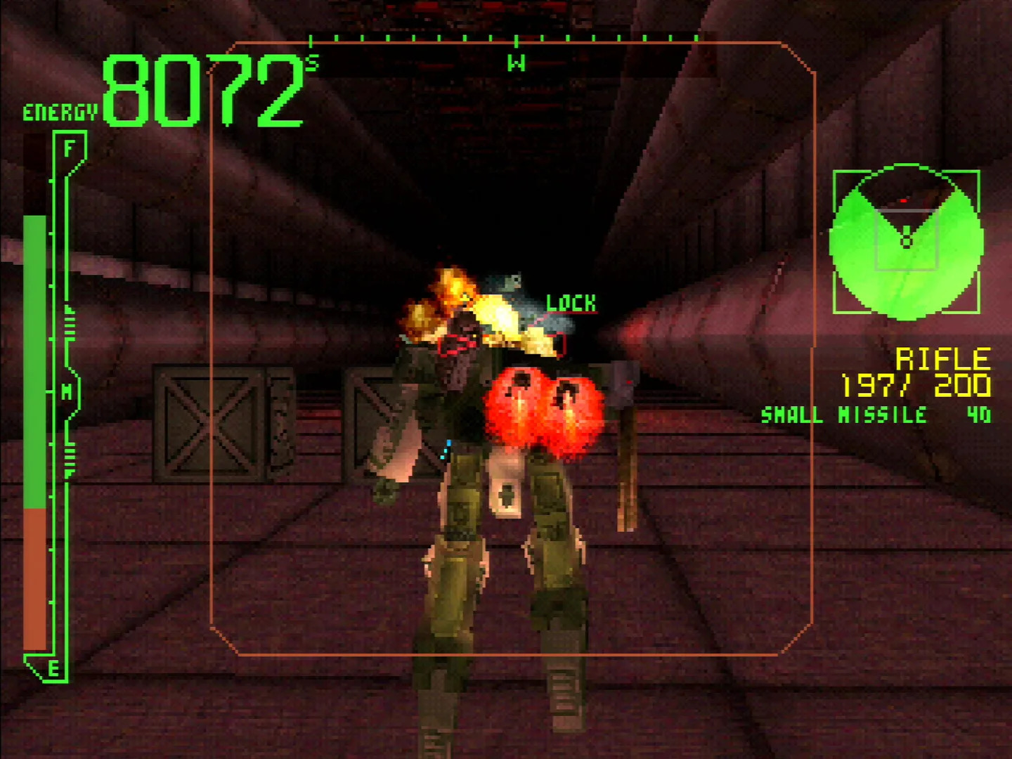 Gameplay image of the original Armored Core game.