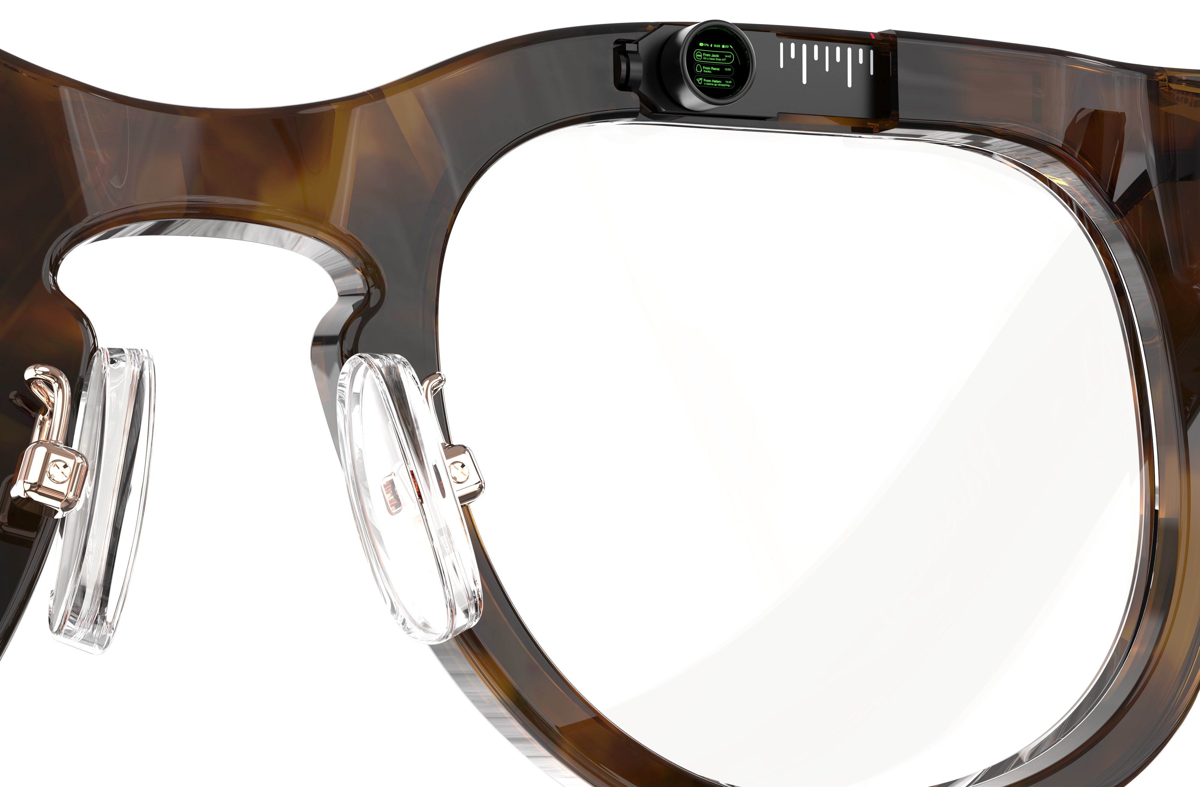 Image of the small waveguide display in the right eyecup.