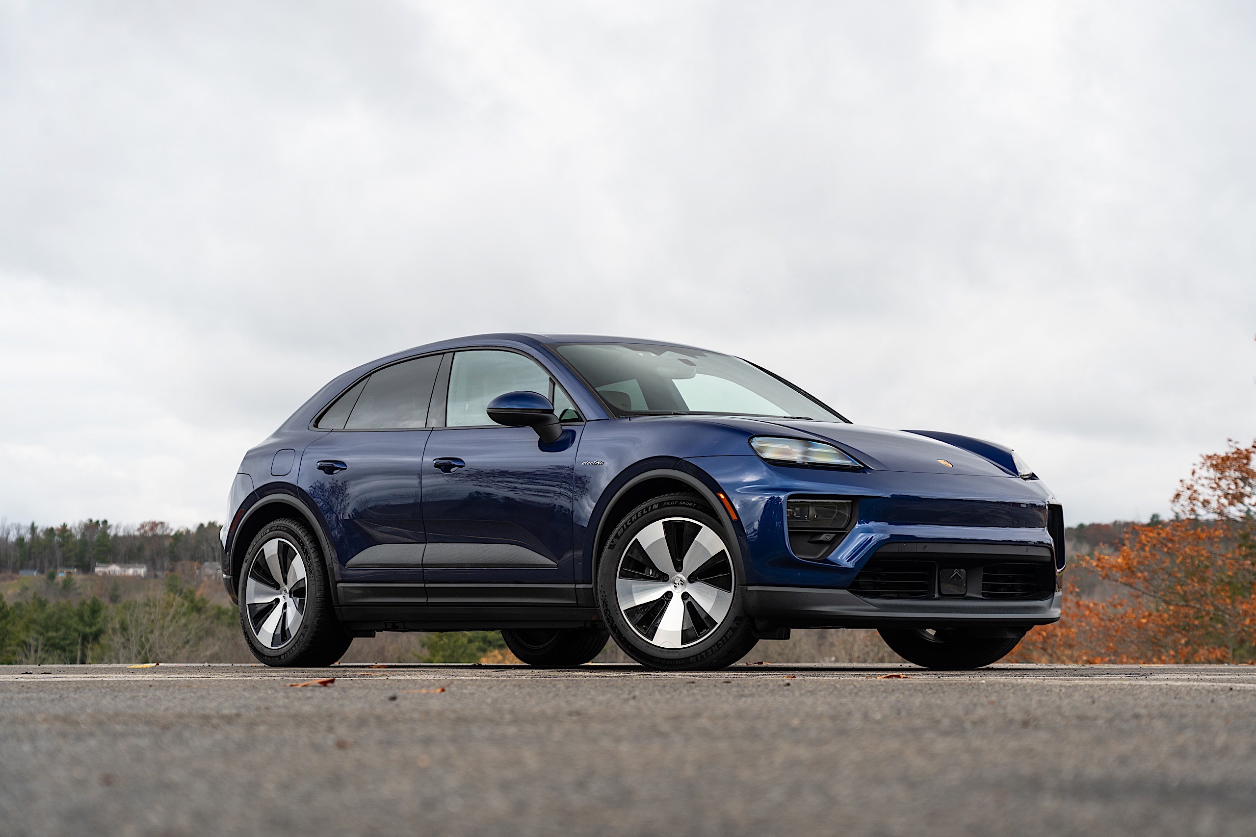 At first glance, the electric Macan looks like a Tesla Model Y -- especially in dark blue.