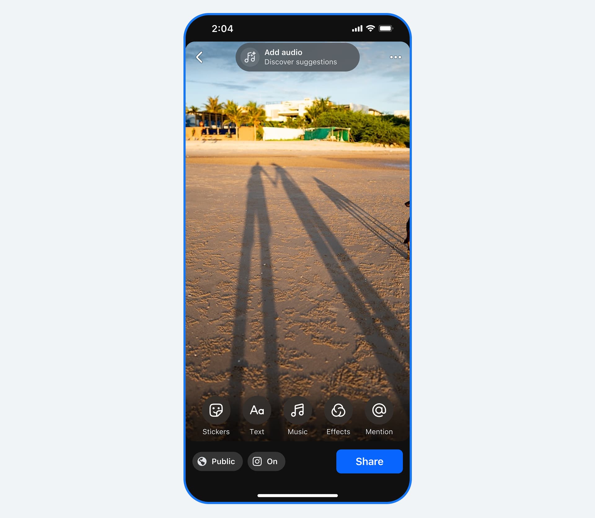 Facebook Story creation screen