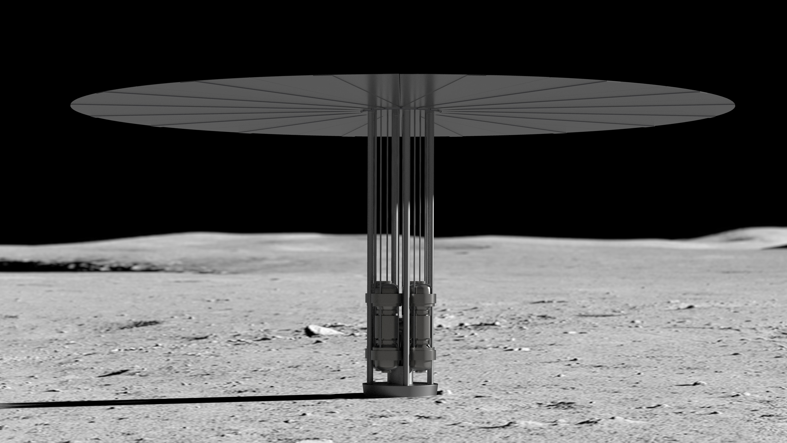 An artist concept of a fission power system on the lunar surface