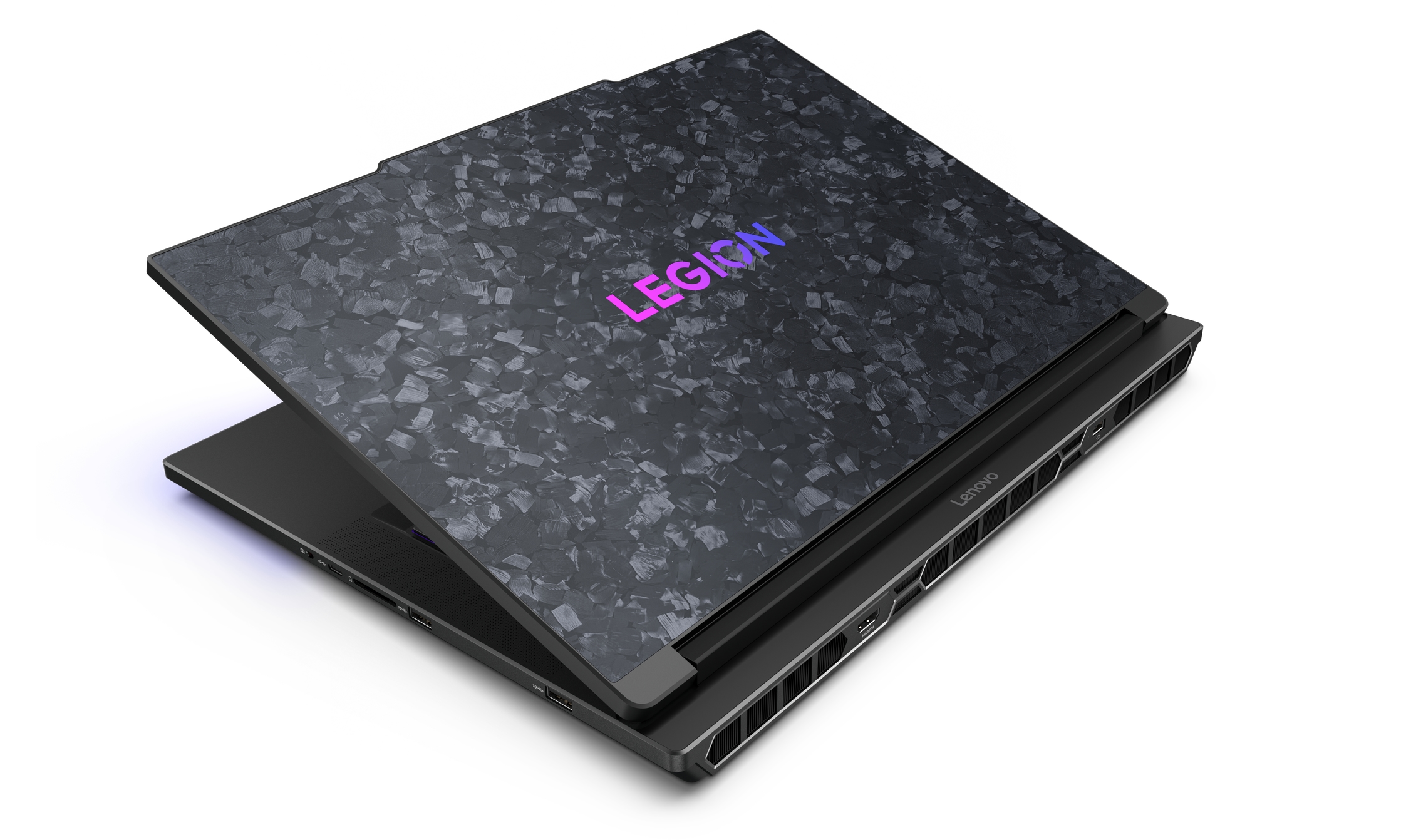 Partially closed view of the Lenovo Legion 9i (18-inch) laptop.