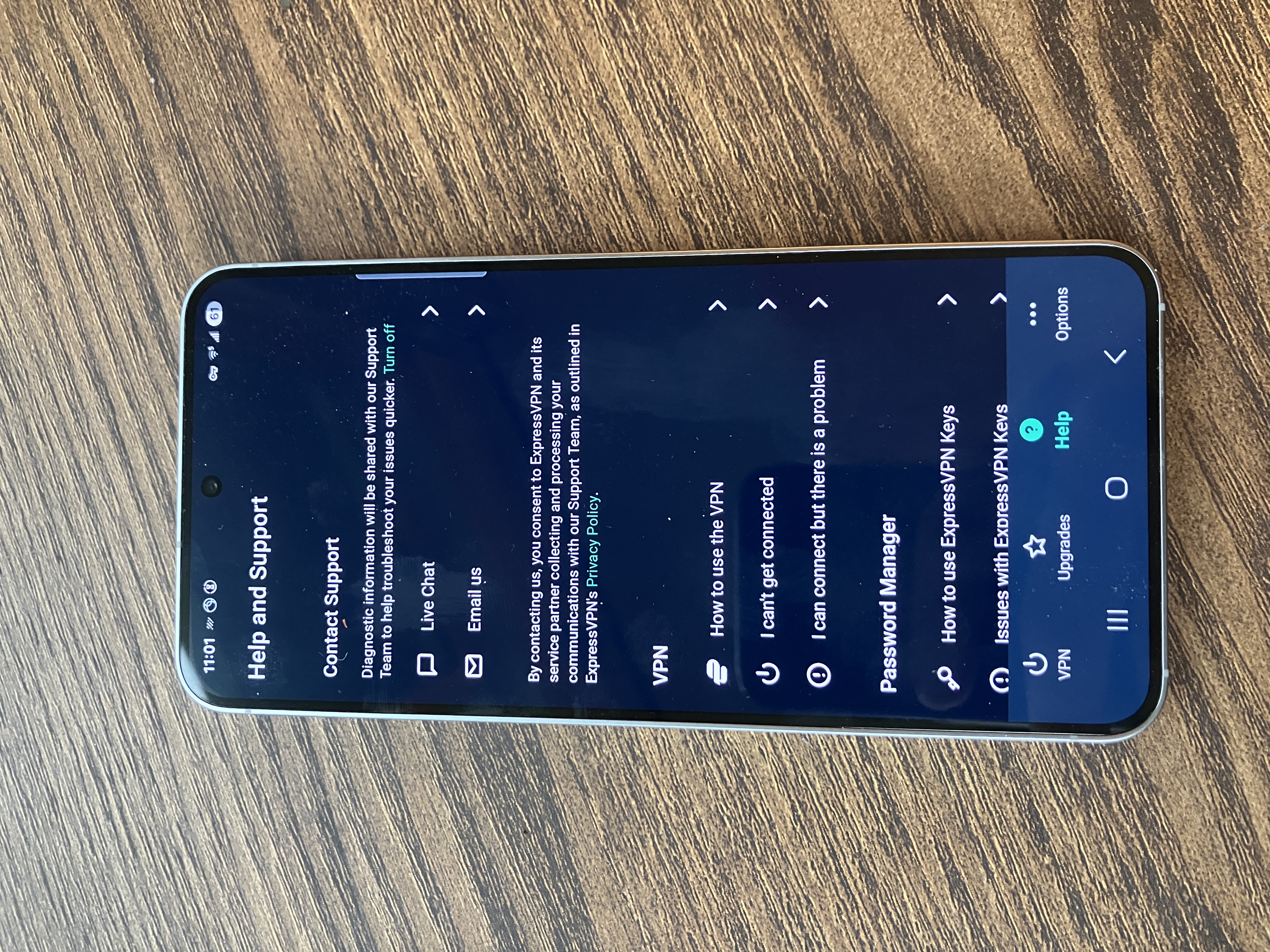 You can directly access both live chat and email from ExpressVPN's mobile apps (on desktop, you'll have to go to the website).