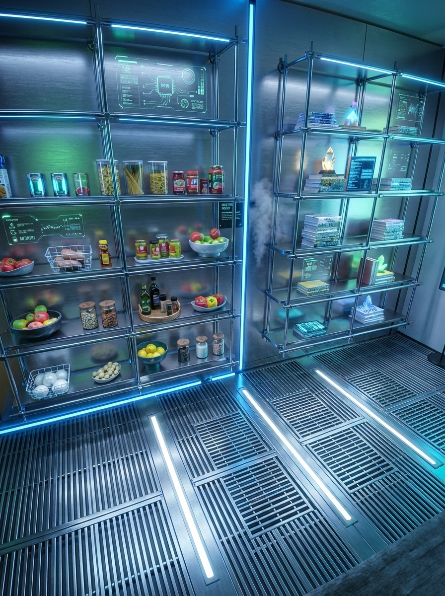 This is the picture Gemini created when I asked it to transform a picture of some pantry shelves into a sci-fi scene. 