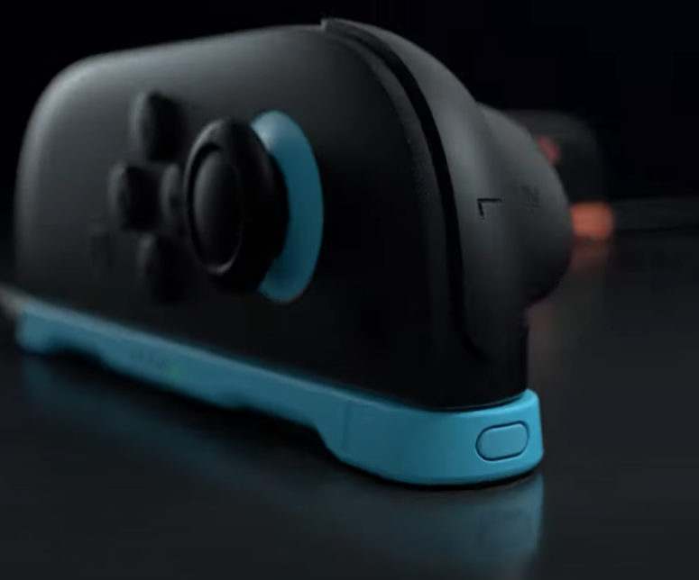 A Joy-Con on a table.