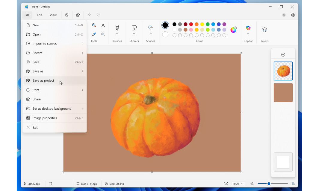 Sample image showing Microsoft Paint's new 