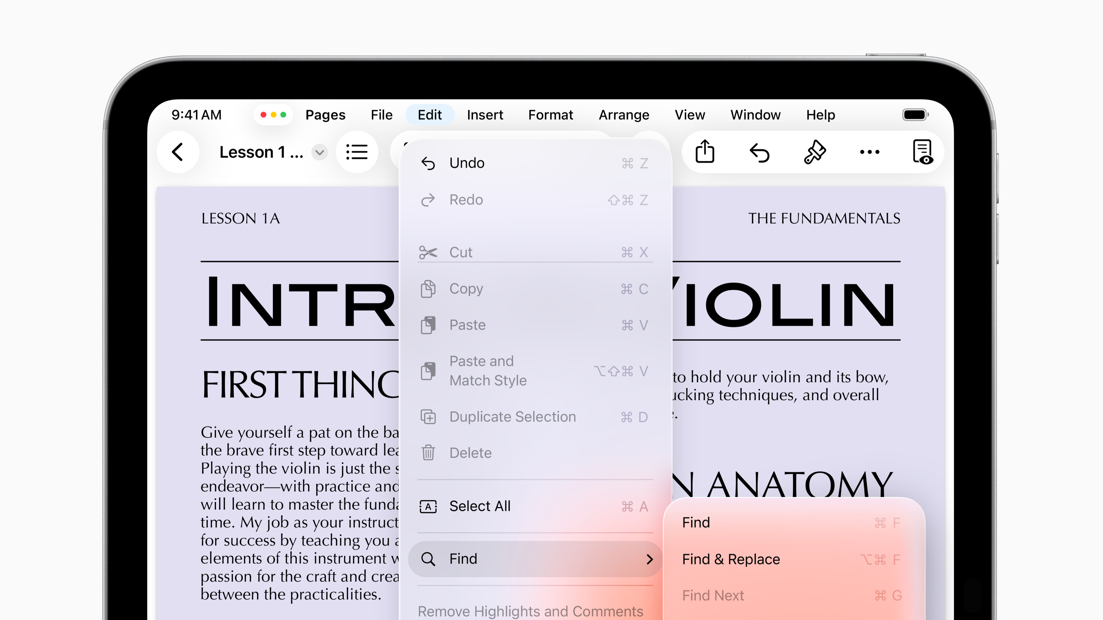 iPadOS 26 menu bar