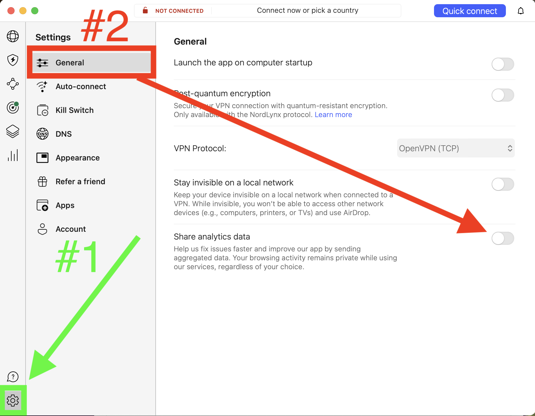 NordVPN turn off analytics