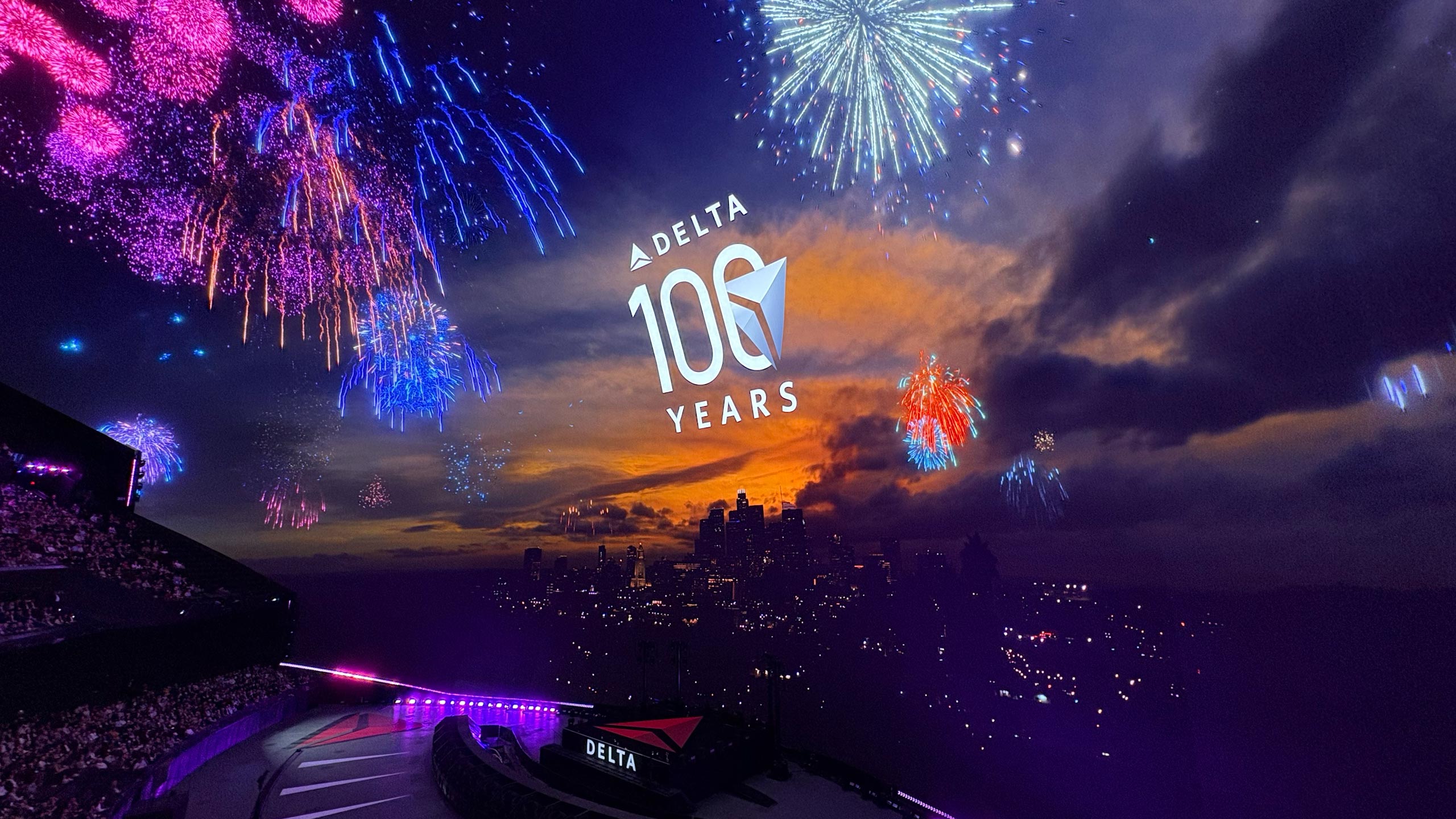 Indoor fireworks closed the presentation portion of the program at Delta's 2025 CES event.