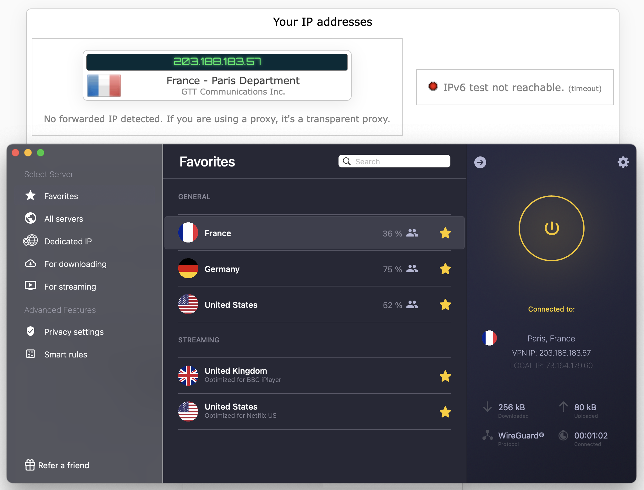 CyberGhost never leaked my real IP address.