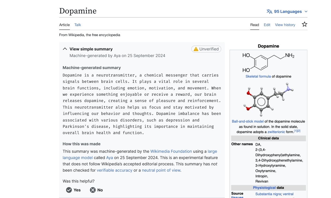 Screenshot of an AI-generated summary of a 