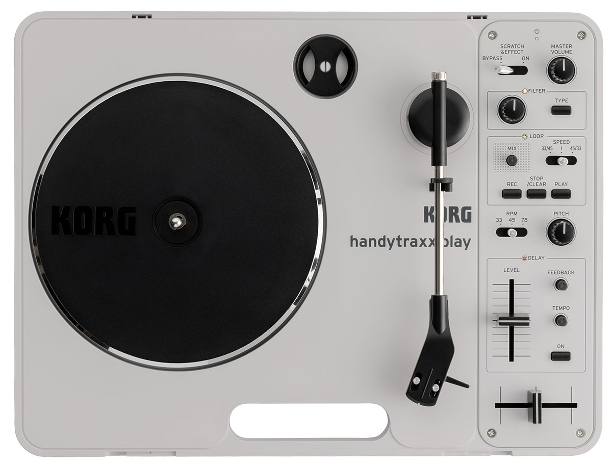 Korg's Handytraxx Play is a portable DJ turntable inspired by the Vestax Handy Trax.