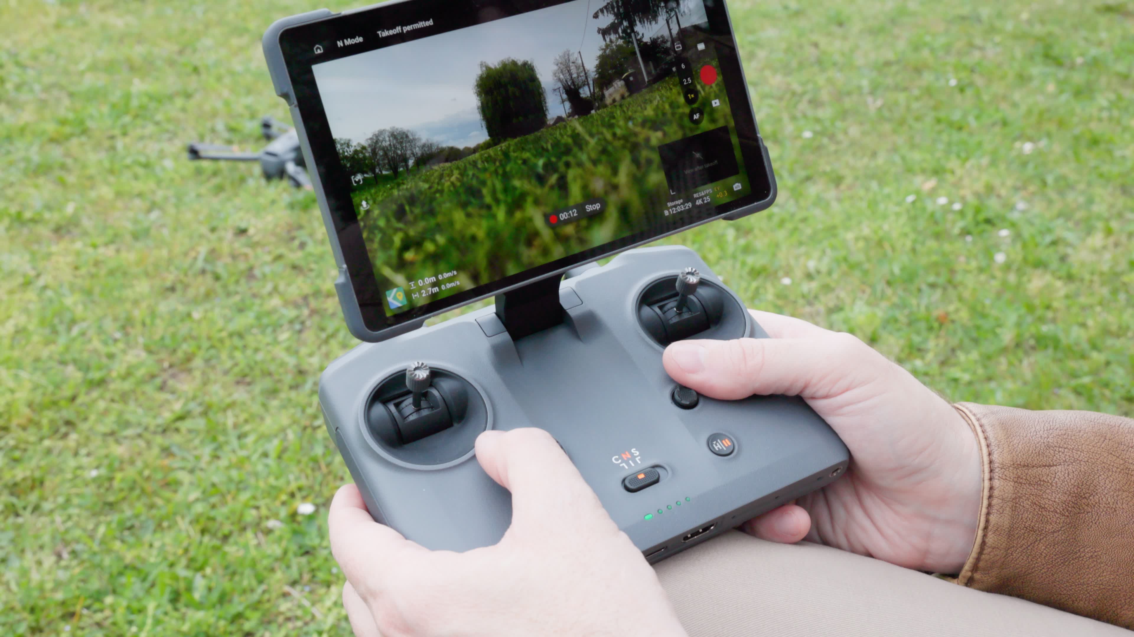 DJI's new RC2 Pro screen controller folds up and flips sideways.