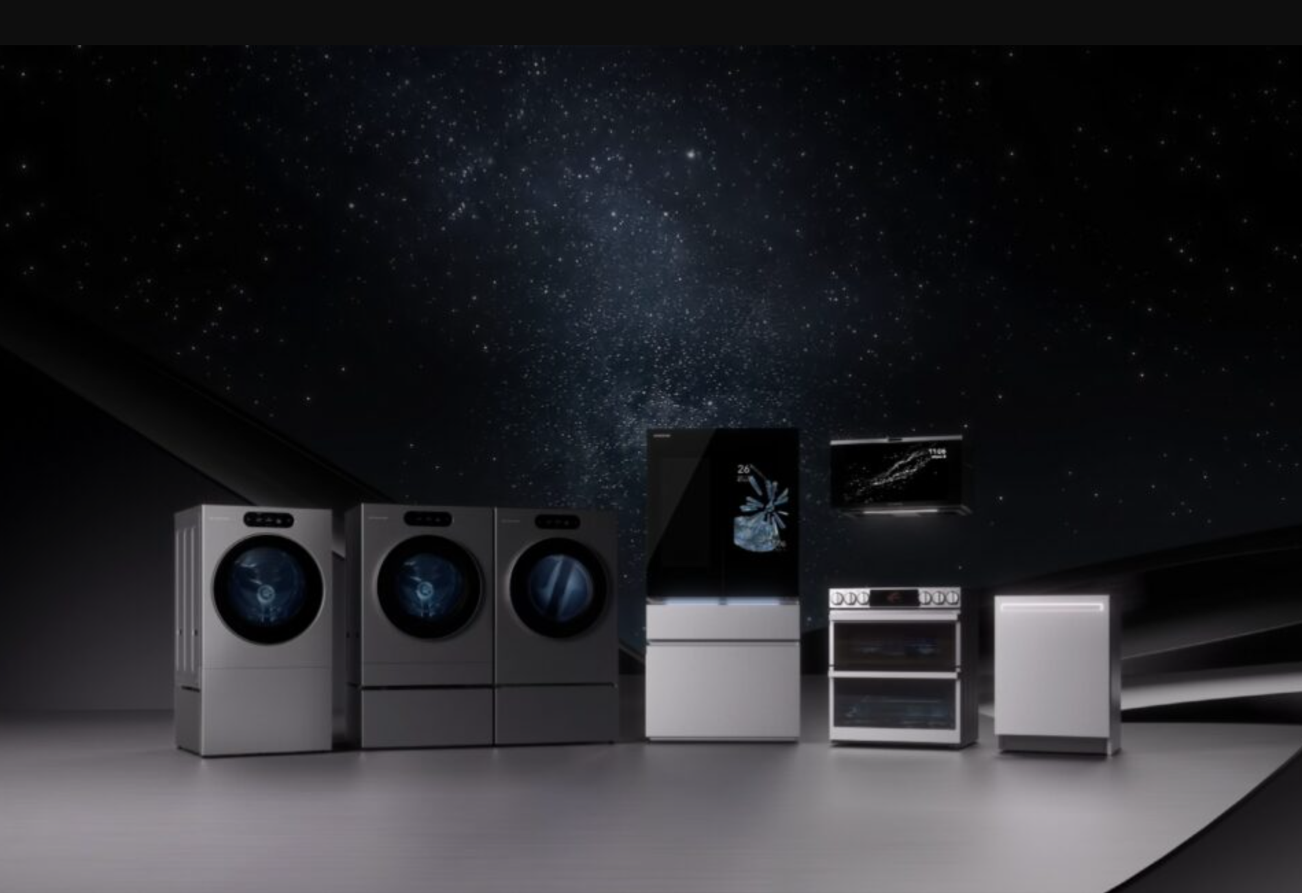 A bunch of appliances with screens.