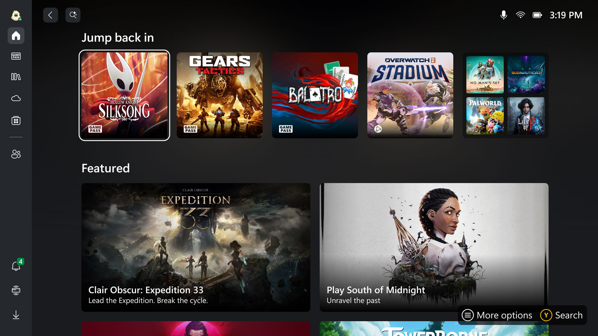 ROG Xbox Ally user interface