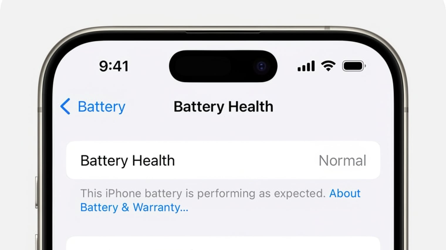 Image of an iPhone with its Battery Health section onscreen