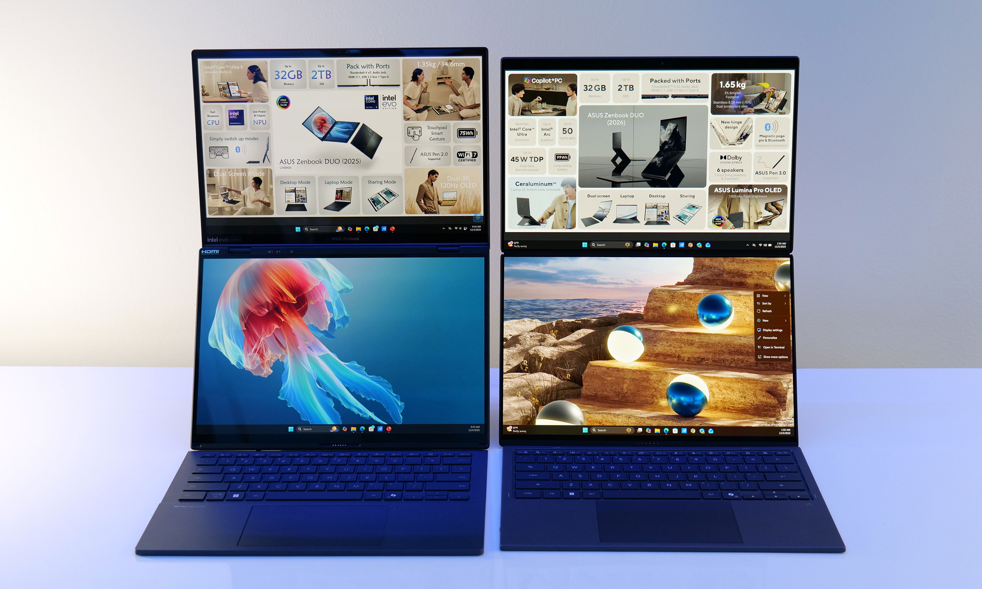 Here's how the new 2026 ASUS Zenbook duo (right) stacks up against the outgoing model (left). 