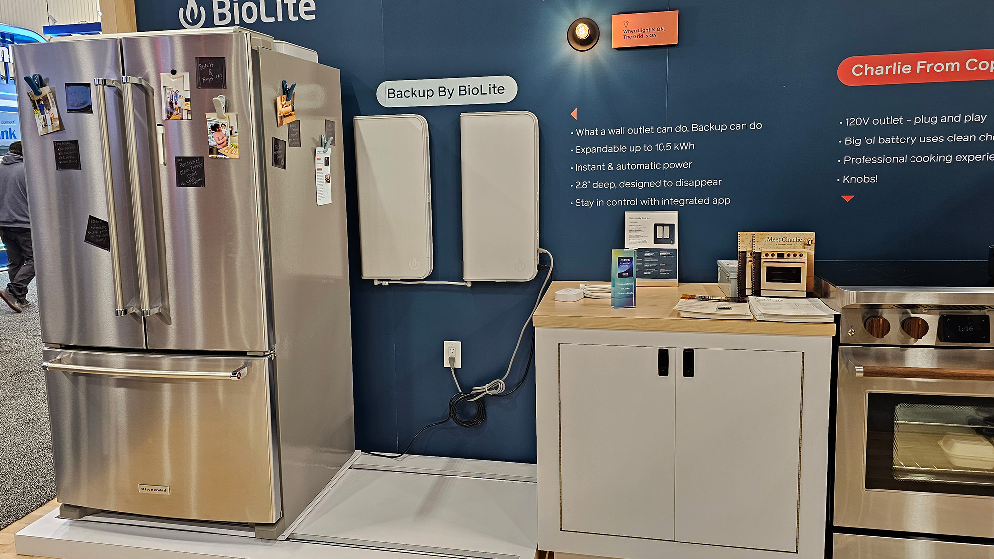 I saw the Backup by Biolite at CES set up with a fridge and displayed next to the copper induction stove
