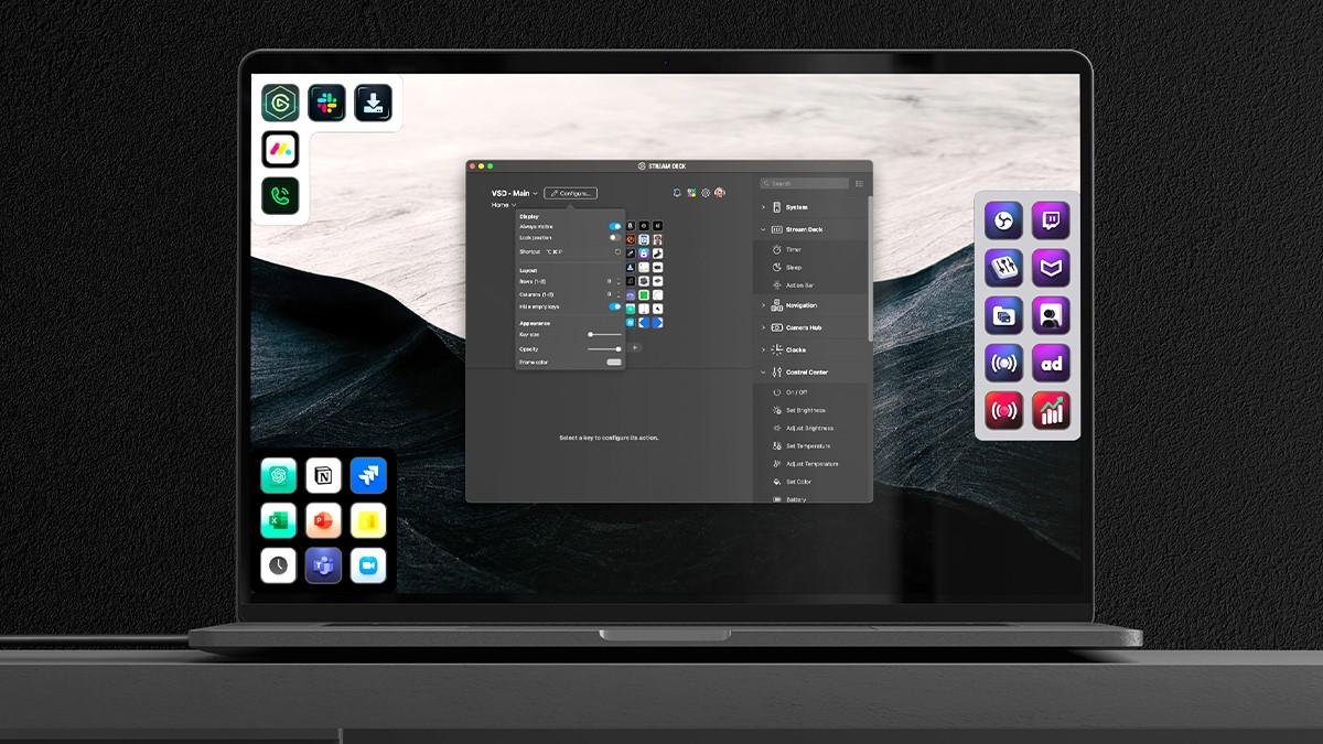 Image of a laptop with VSD software, showing shortcut buttons.