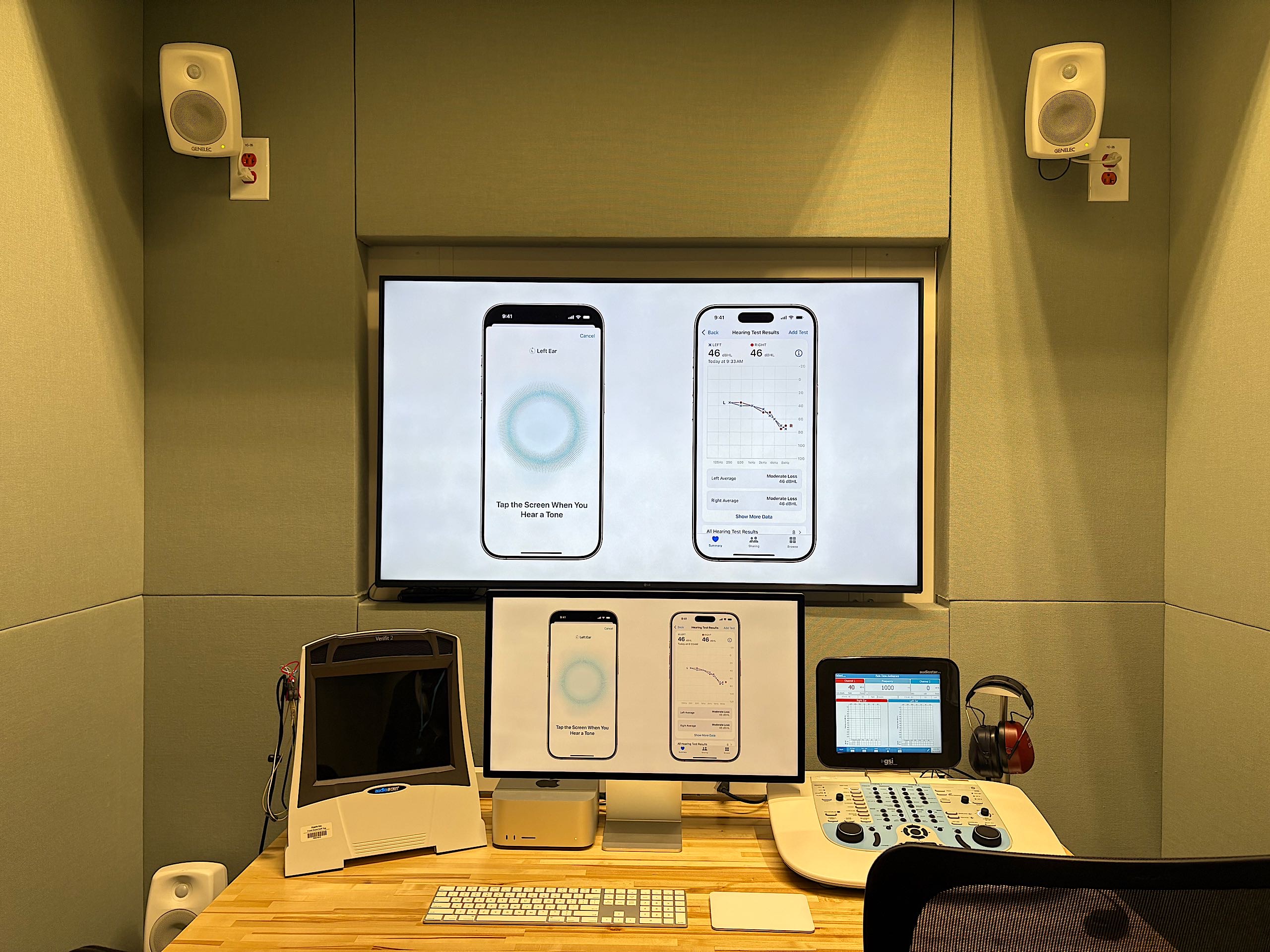 Apple has audio metric booths where it verifies its hearing health features. 