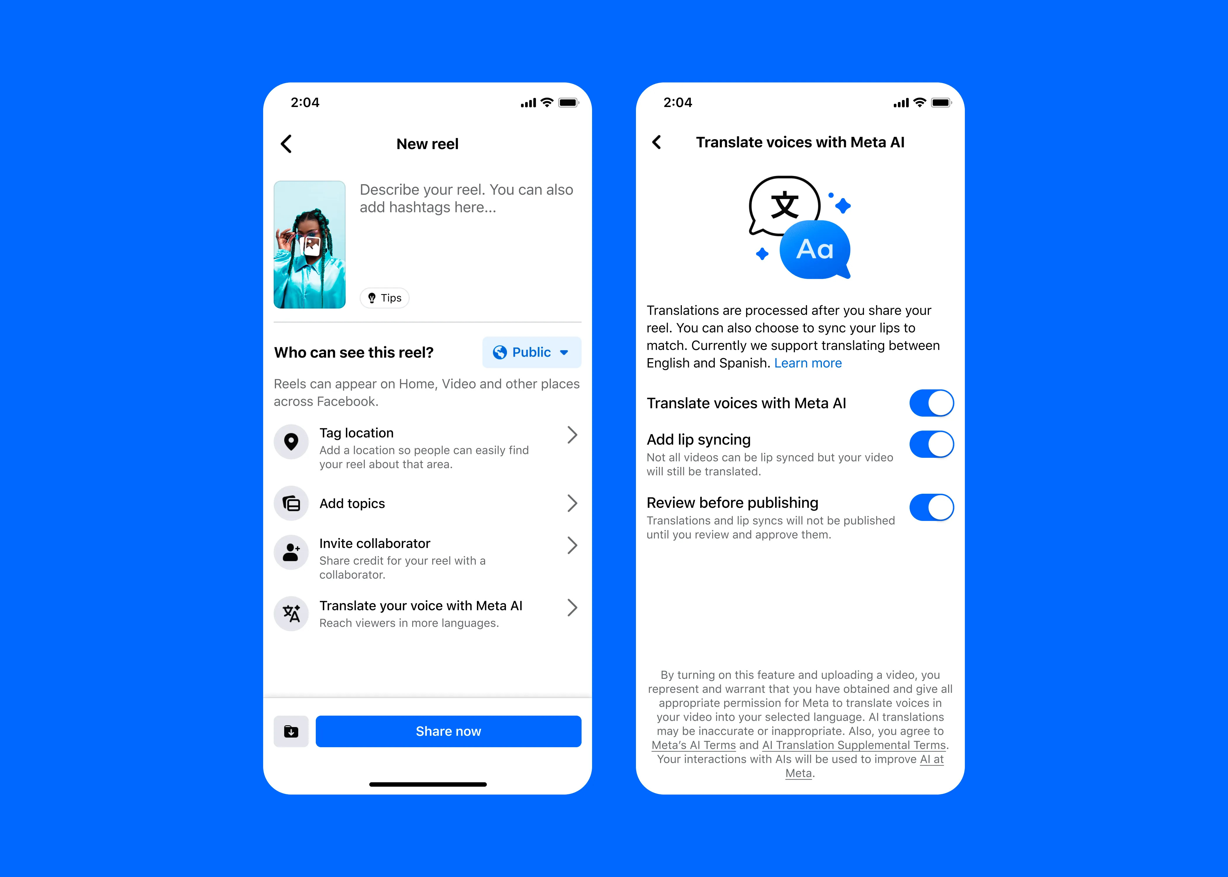 You can choose whether to add lip syncing and preview before posting.