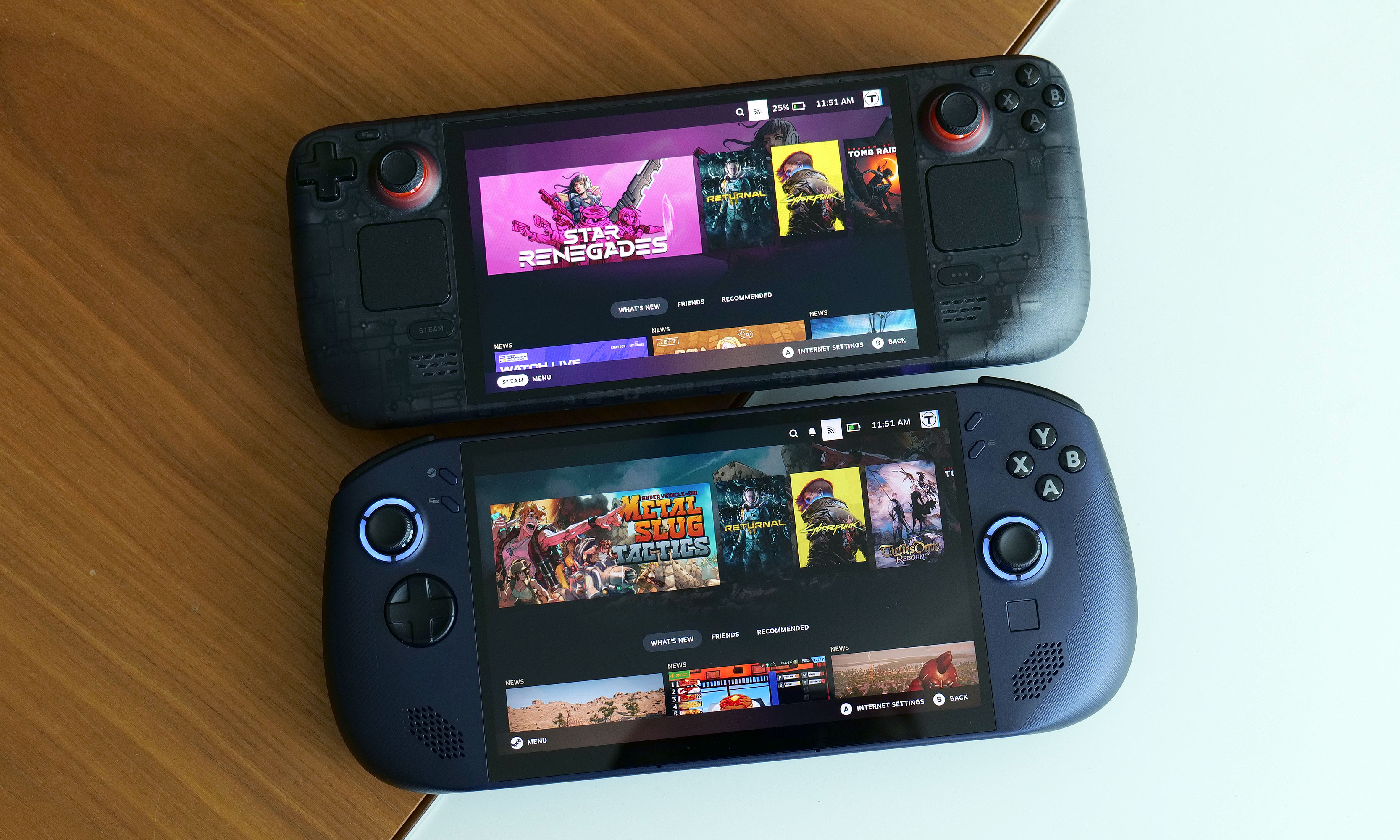 While they might look similar in size, the Legion Go S feels noticeably chunkier than the Steam Deck while also sporting a larger 8-inch screen. 