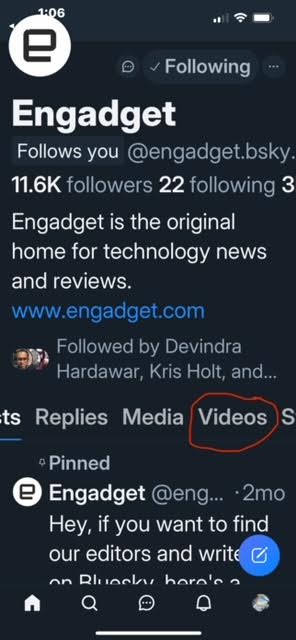 The video tab.