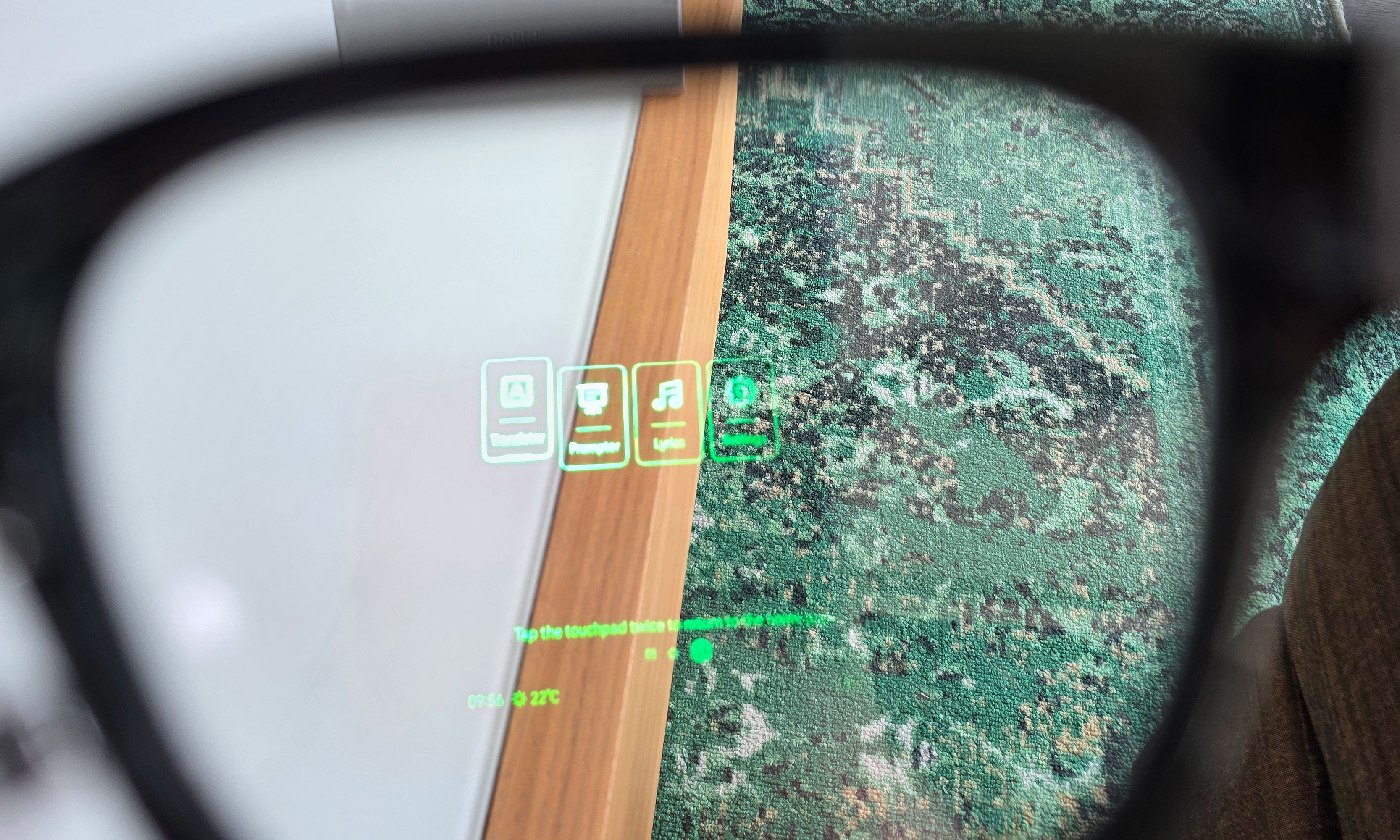 The Rokid Smartglasses feature a minimalistic UI, but it's enough to surface important things like notifications and controls when you need them. 